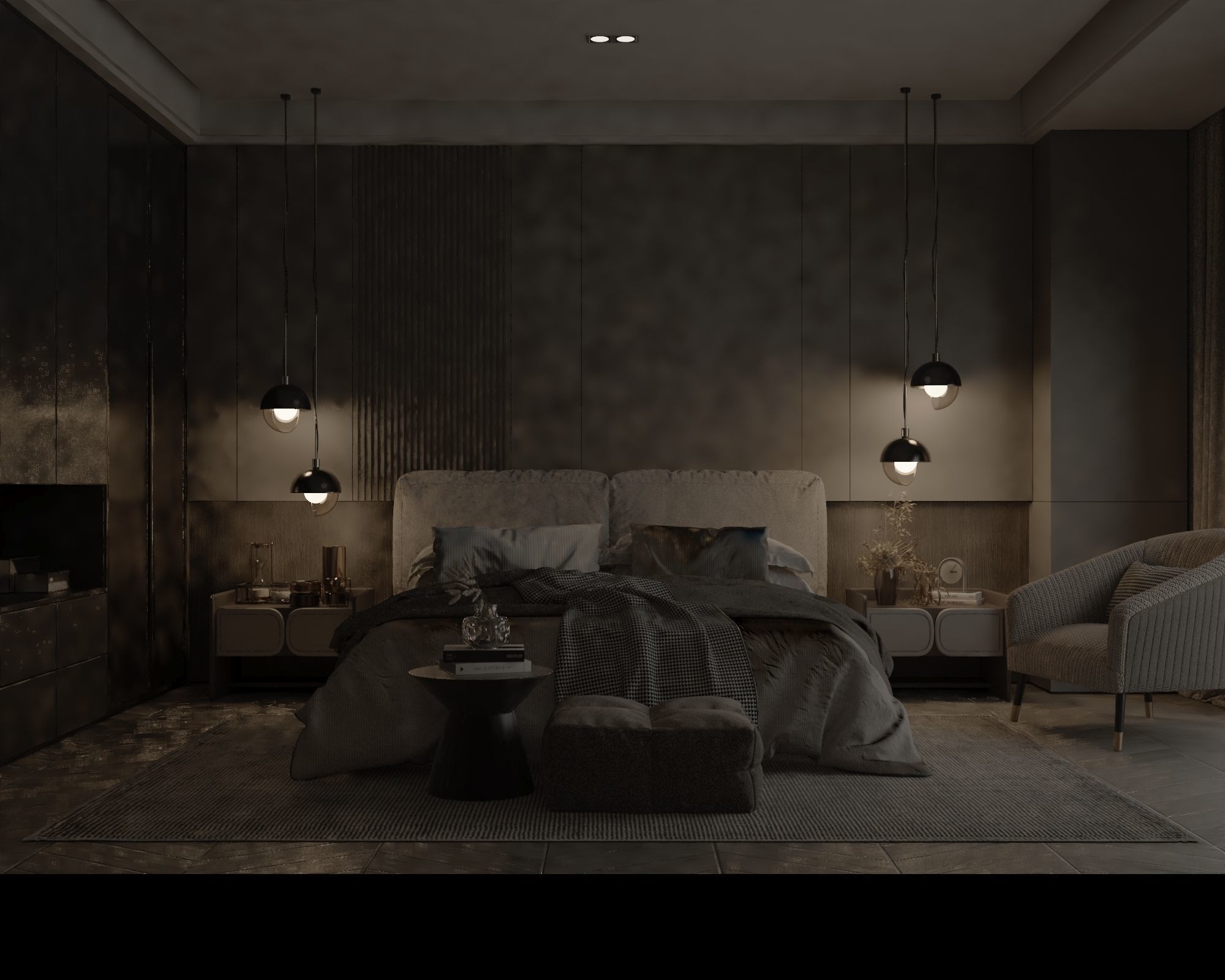 modern bedroom Low-poly 3D model_2