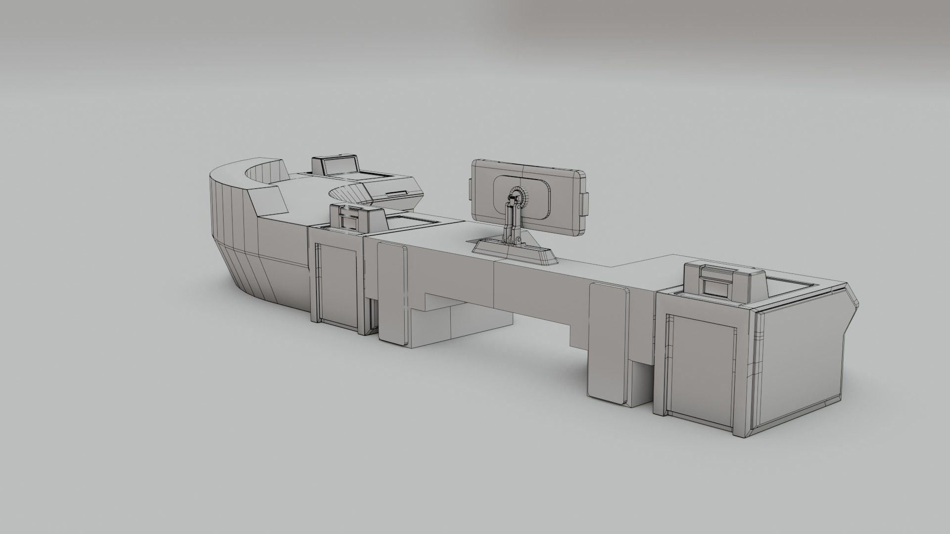 Sci-Fi Workspace - Low poly - PBR - Game ready Low-poly 3D model_7