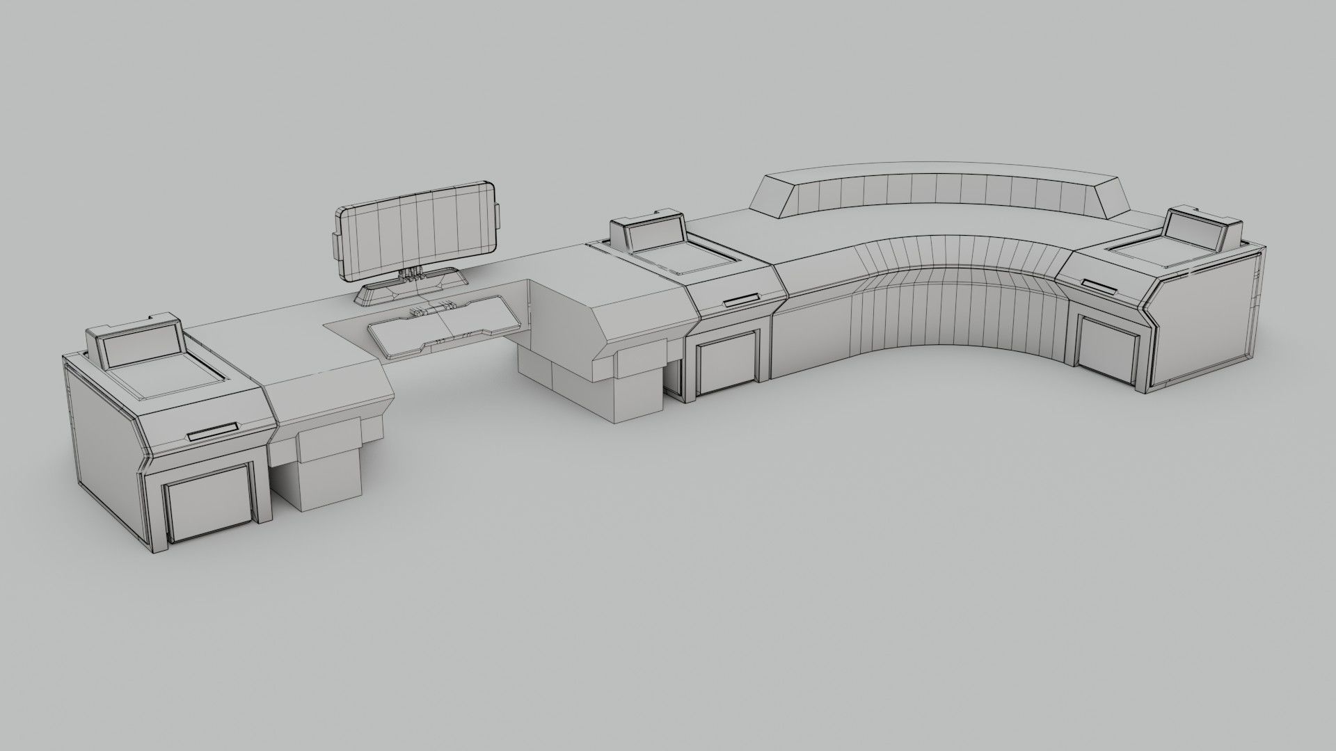 Sci-Fi Workspace - Low poly - PBR - Game ready Low-poly 3D model_1