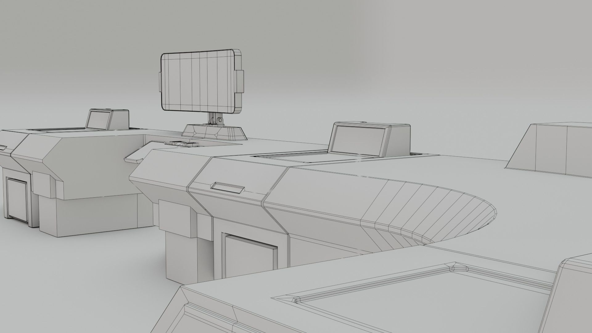 Sci-Fi Workspace - Low poly - PBR - Game ready Low-poly 3D model_15