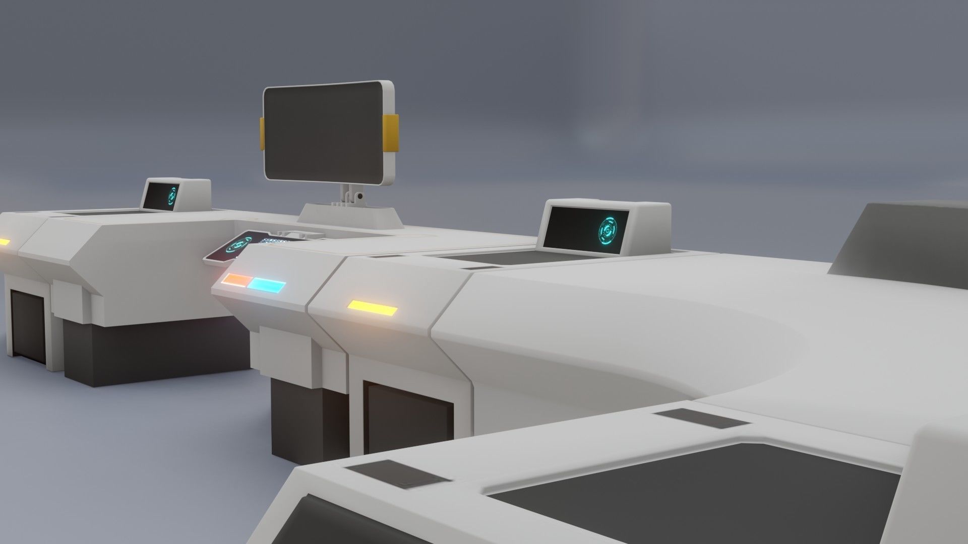 Sci-Fi Workspace - Low poly - PBR - Game ready Low-poly 3D model_14