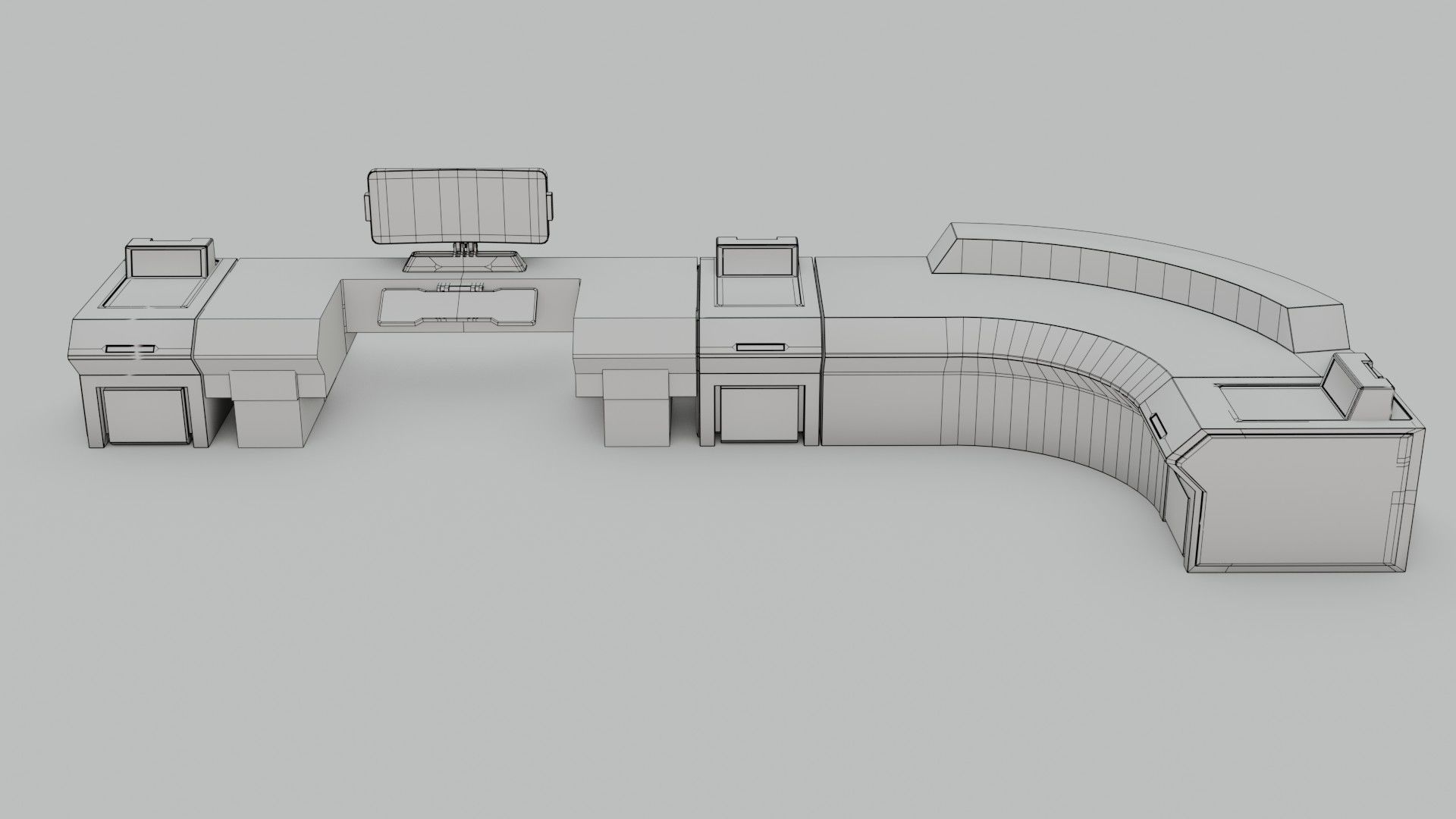 Sci-Fi Workspace - Low poly - PBR - Game ready Low-poly 3D model_3