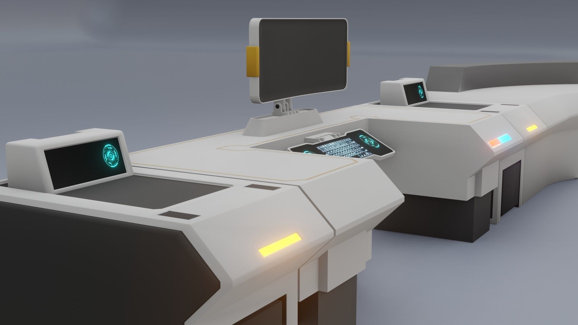 Sci-Fi Workspace - Low poly - PBR - Game ready Low-poly 3D model_8