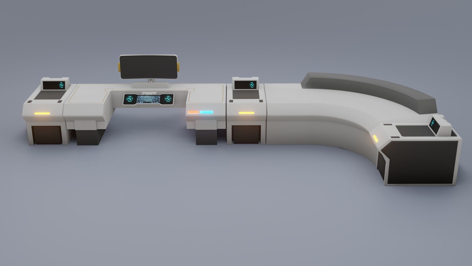 Sci-Fi Workspace - Low poly - PBR - Game ready Low-poly 3D model_2