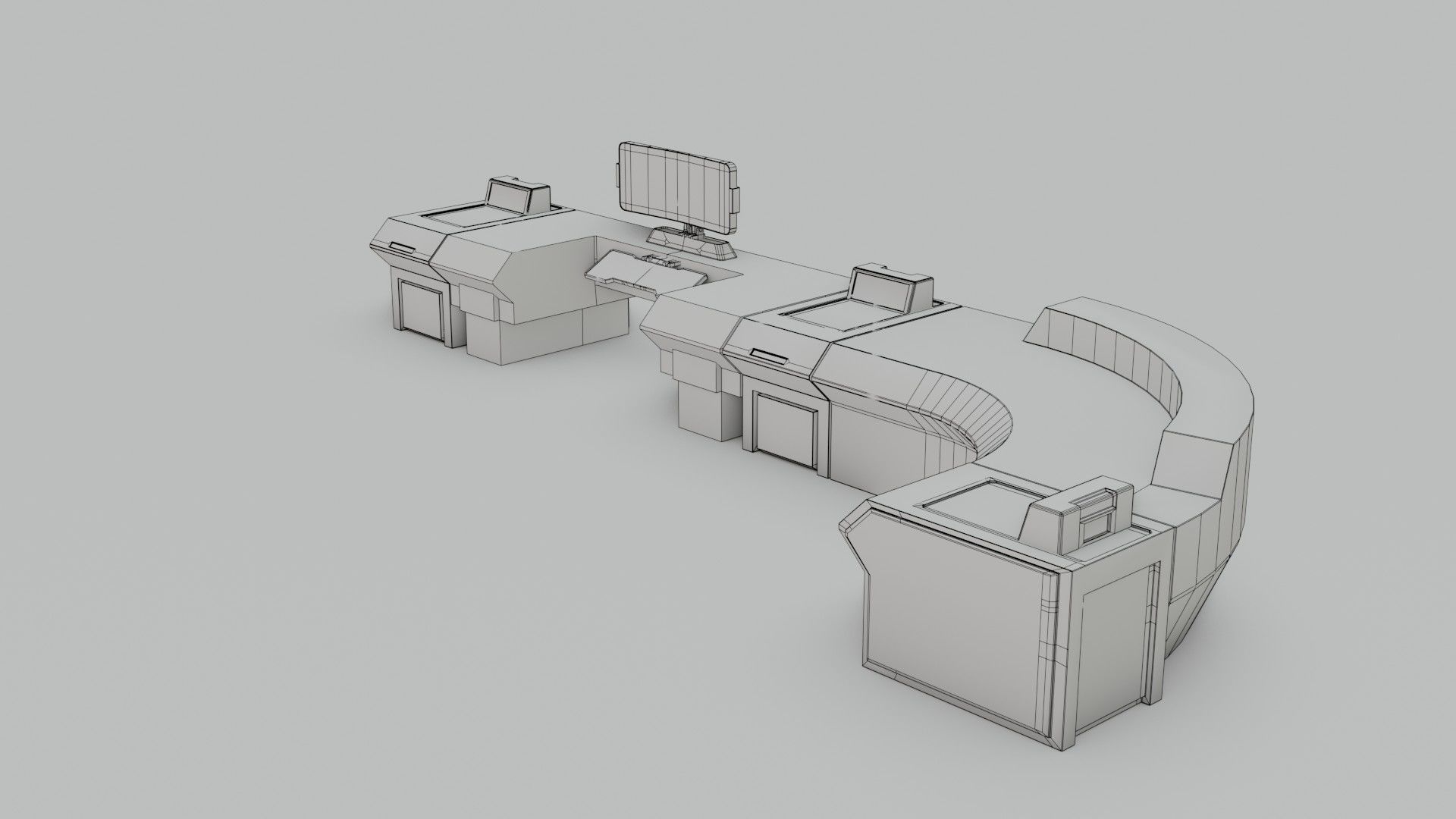 Sci-Fi Workspace - Low poly - PBR - Game ready Low-poly 3D model_5