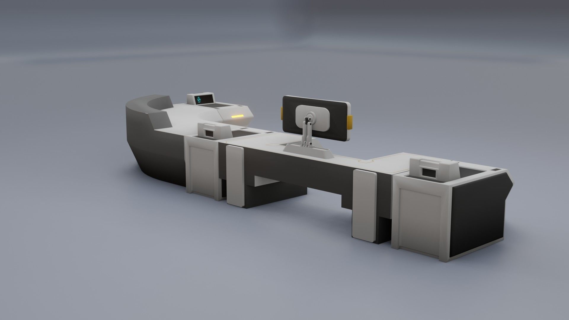 Sci-Fi Workspace - Low poly - PBR - Game ready Low-poly 3D model_6