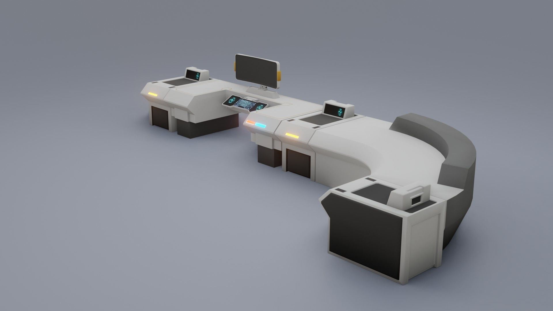 Sci-Fi Workspace - Low poly - PBR - Game ready Low-poly 3D model_4