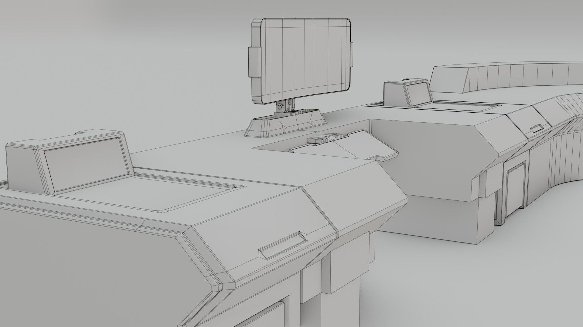 Sci-Fi Workspace - Low poly - PBR - Game ready Low-poly 3D model_9