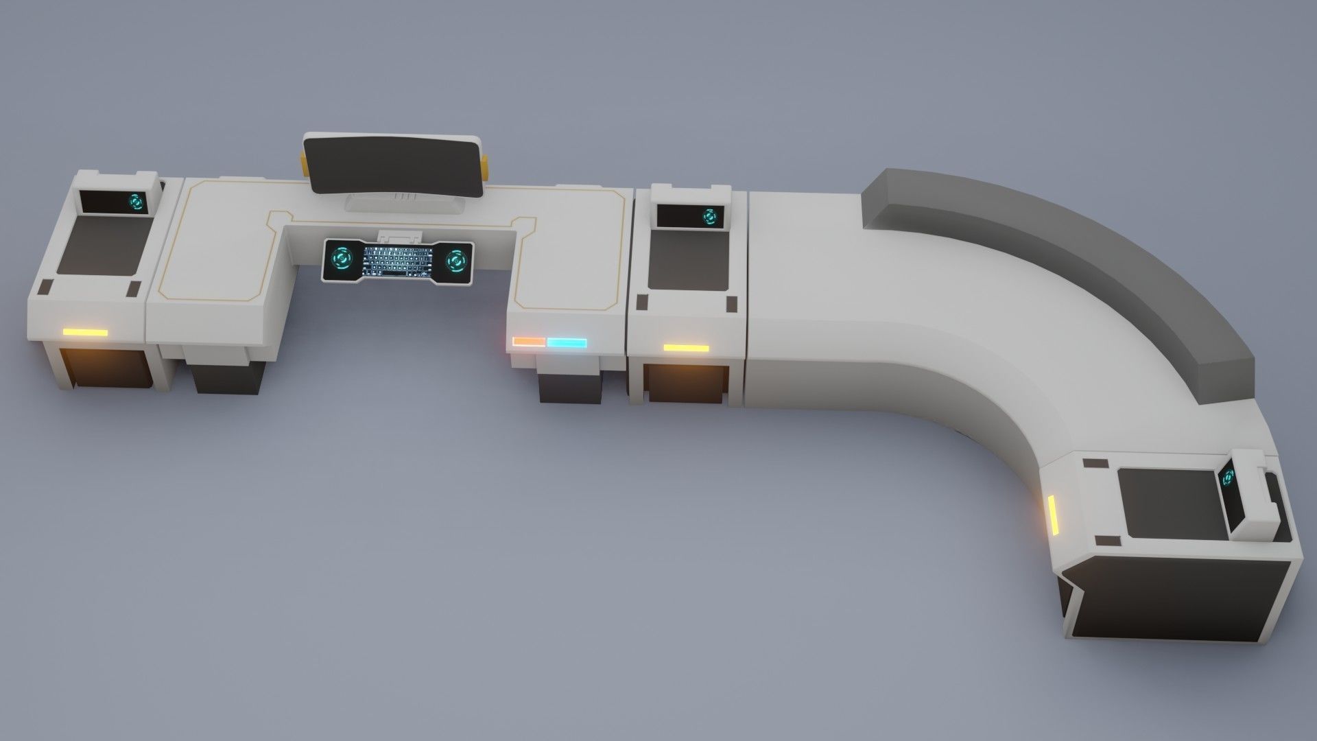 Sci-Fi Workspace - Low poly - PBR - Game ready Low-poly 3D model_16