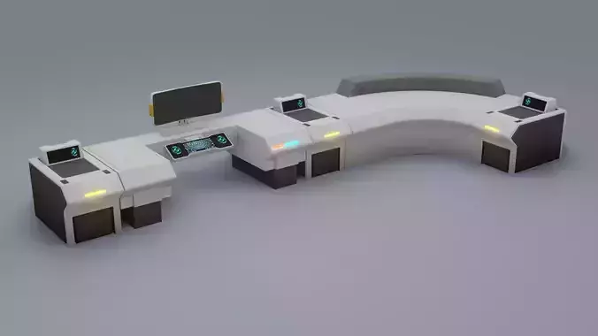 Sci-Fi Workspace - Low poly - PBR - Game ready Low-poly 3D model