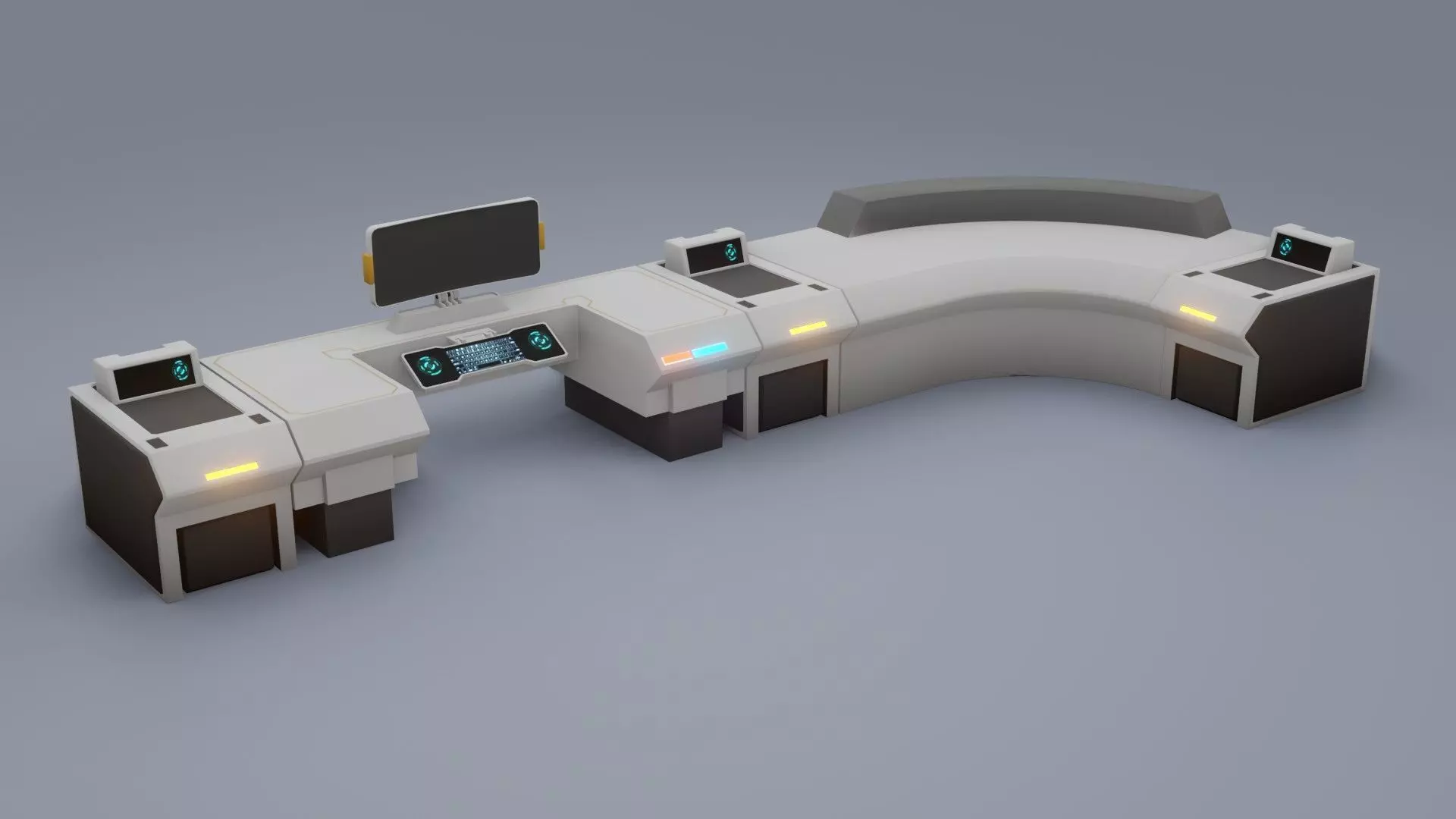 Sci-Fi Workspace - Low poly - PBR - Game ready Low-poly 3D model_0