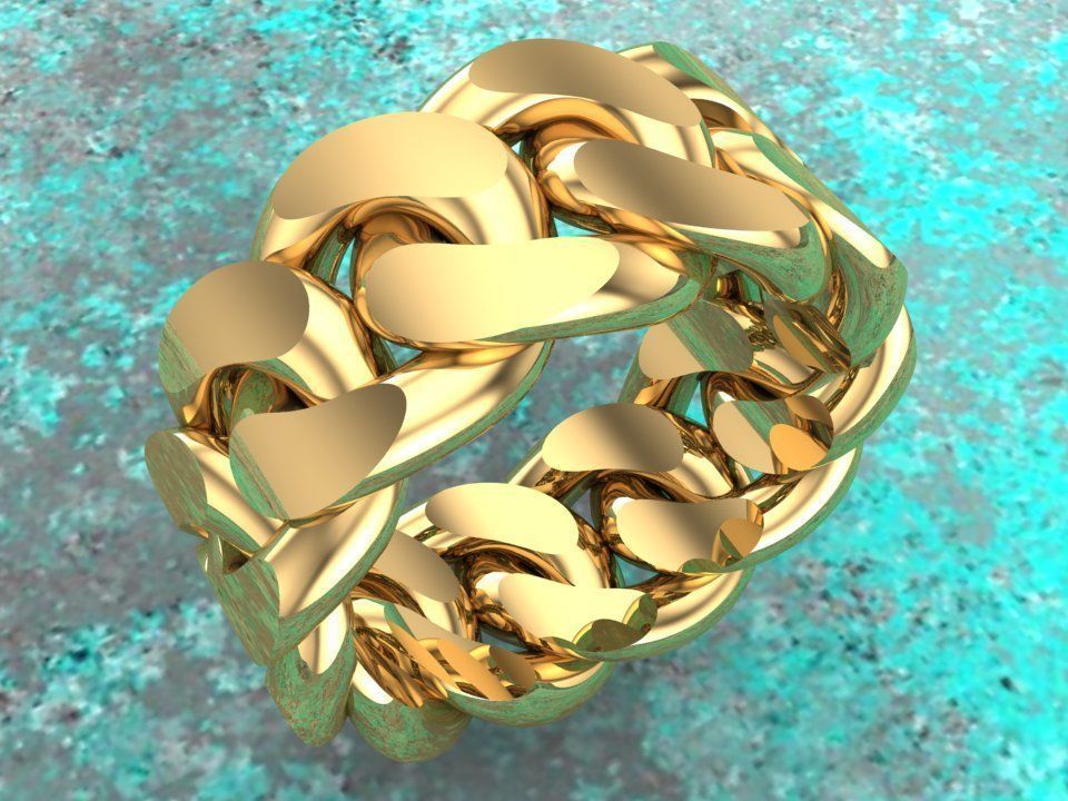 Chain ring - Miami Cuban ring - Link ring - Size 08 3D print model_1