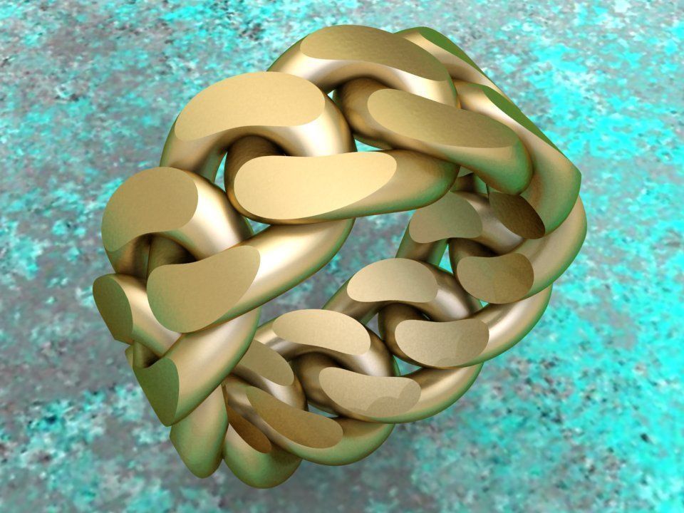 Chain ring - Miami Cuban ring - Link ring - Size 08 3D print model_2