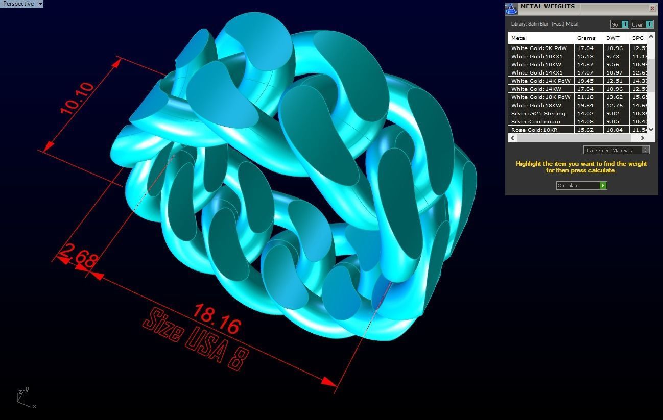 Chain ring - Miami Cuban ring - Link ring - Size 08 3D print model_6