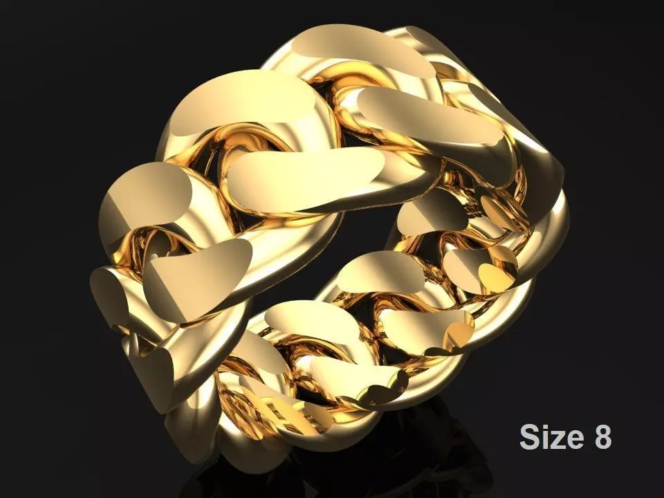 Chain ring - Miami Cuban ring - Link ring - Size 08 3D print model_0