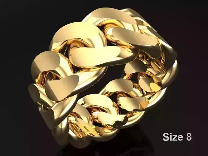 Chain ring - Miami Cuban ring - Link ring - Size 8