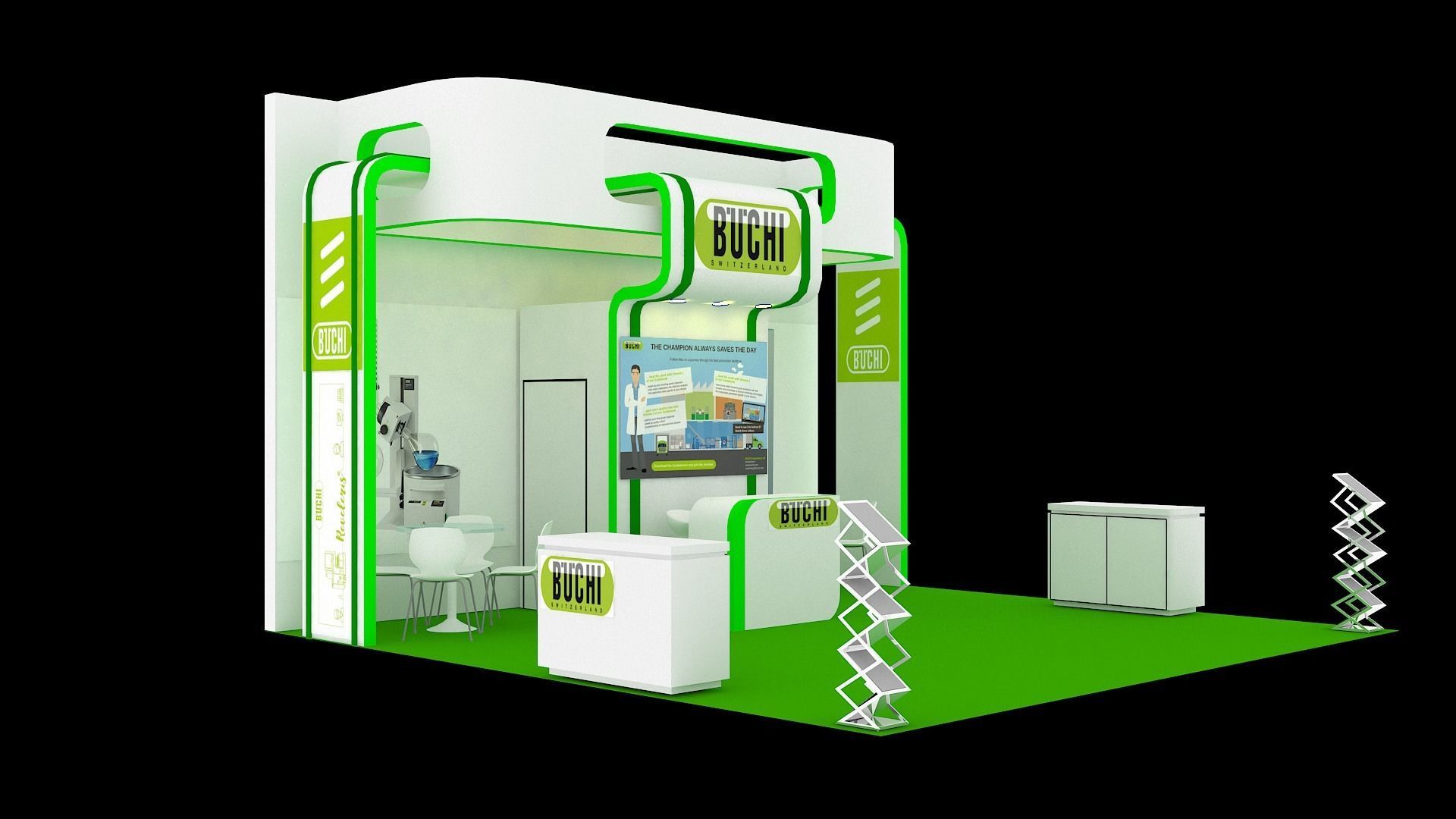 Booth Exhibition Design size 6x6 m three sides open Low-poly 3D model_4
