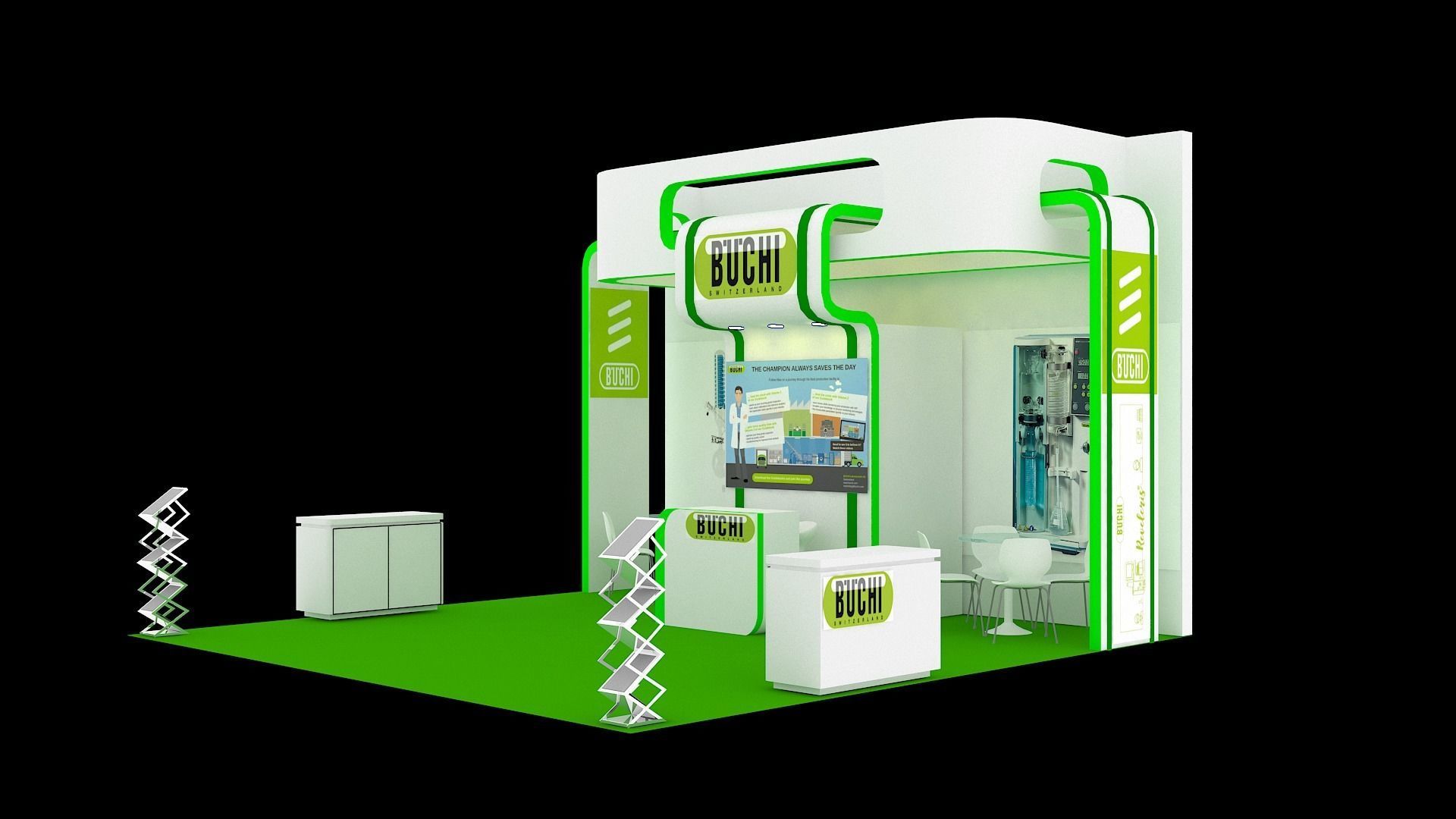 Booth Exhibition Design size 6x6 m three sides open Low-poly 3D model_5
