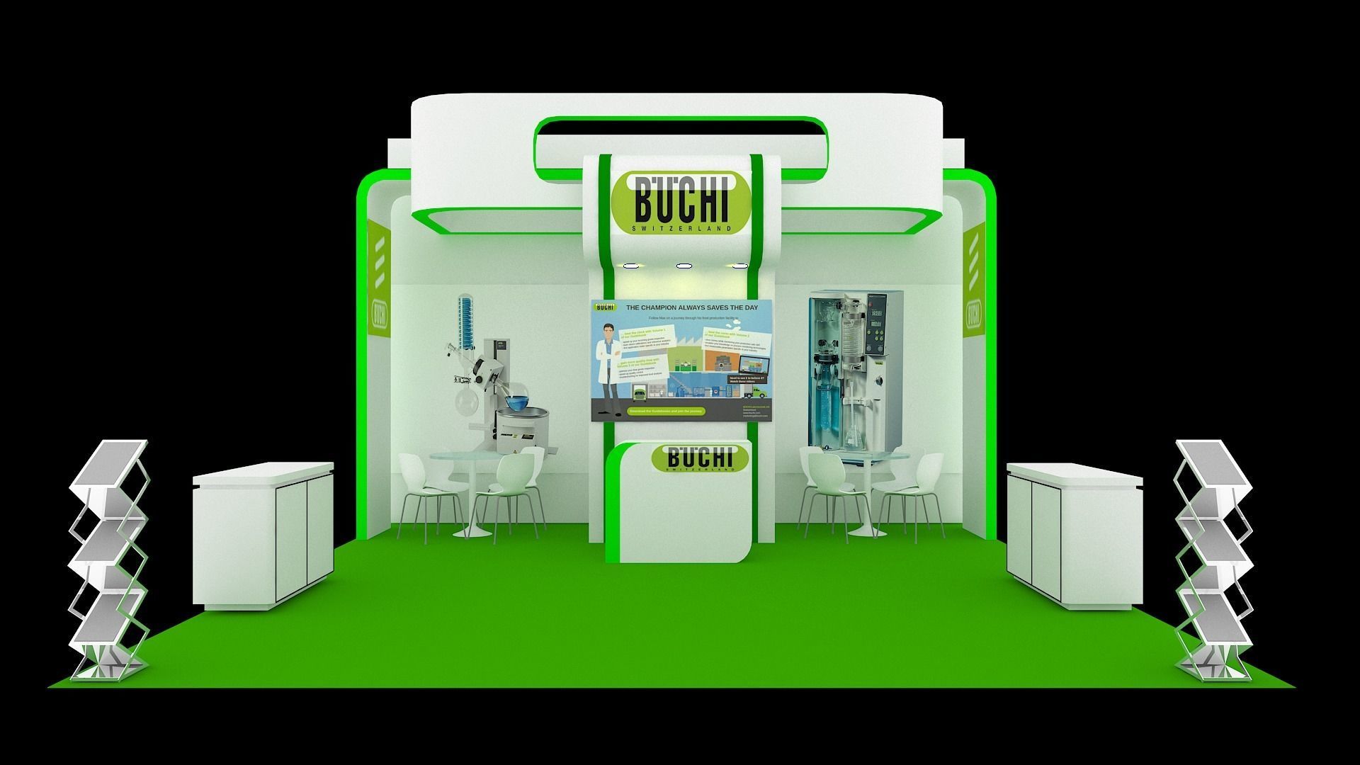 Booth Exhibition Design size 6x6 m three sides open Low-poly 3D model_2