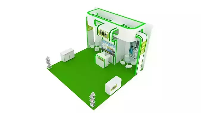 Booth Exhibition Design size 6x6 m three sides open Low-poly 3D model