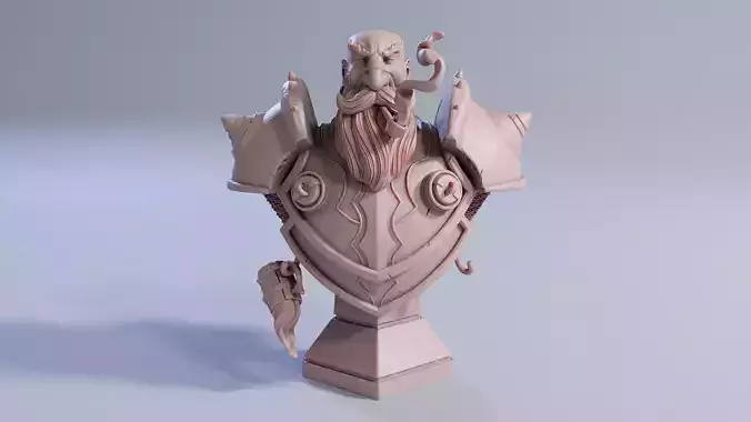 Fantasy Dwarf Bust for 3D printing PRESSUPORTED