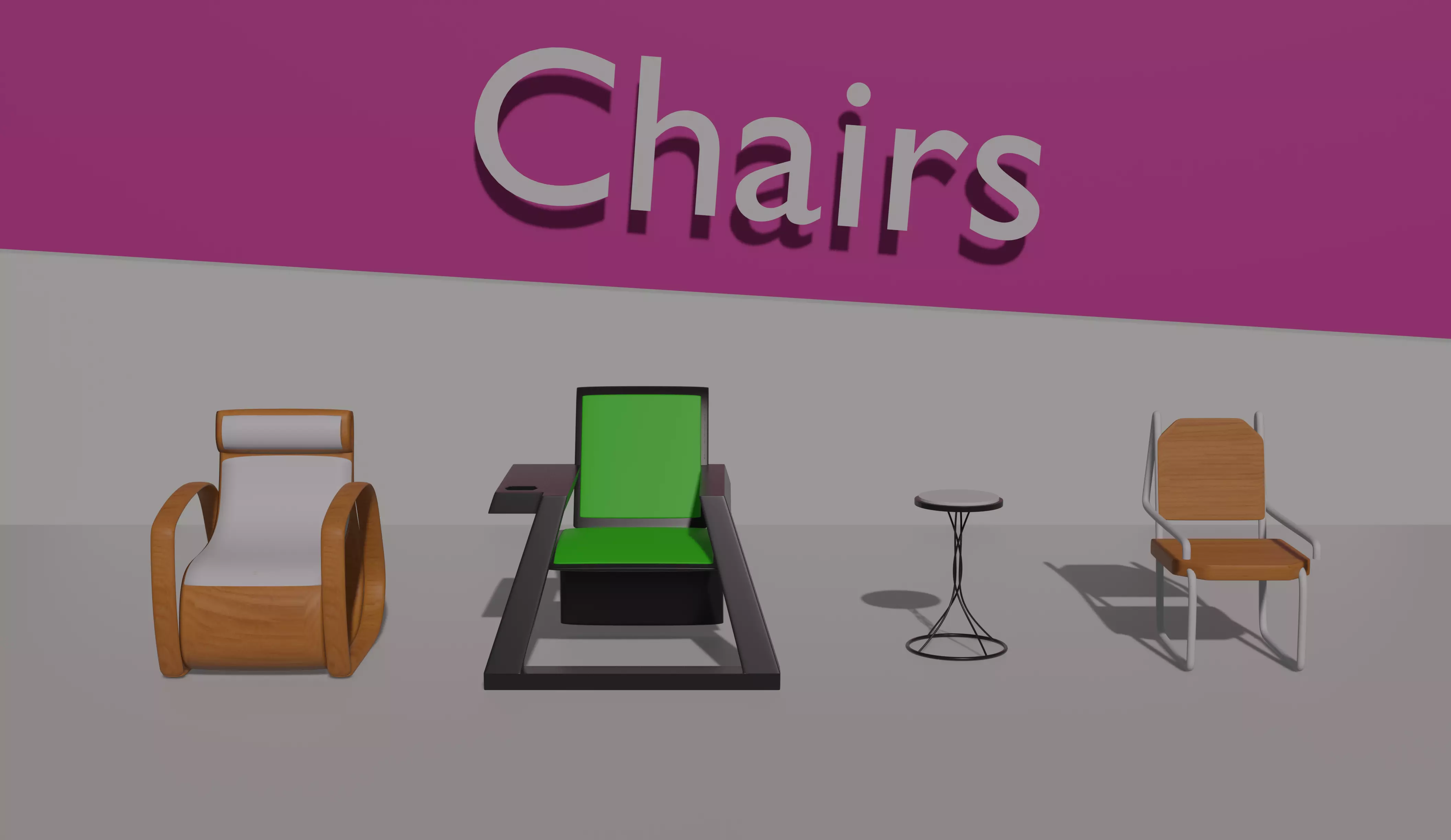 Low-poly chairs pack Low-poly 3D model_0