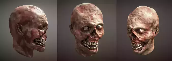 Lowpoly Zombie Head 3D model
