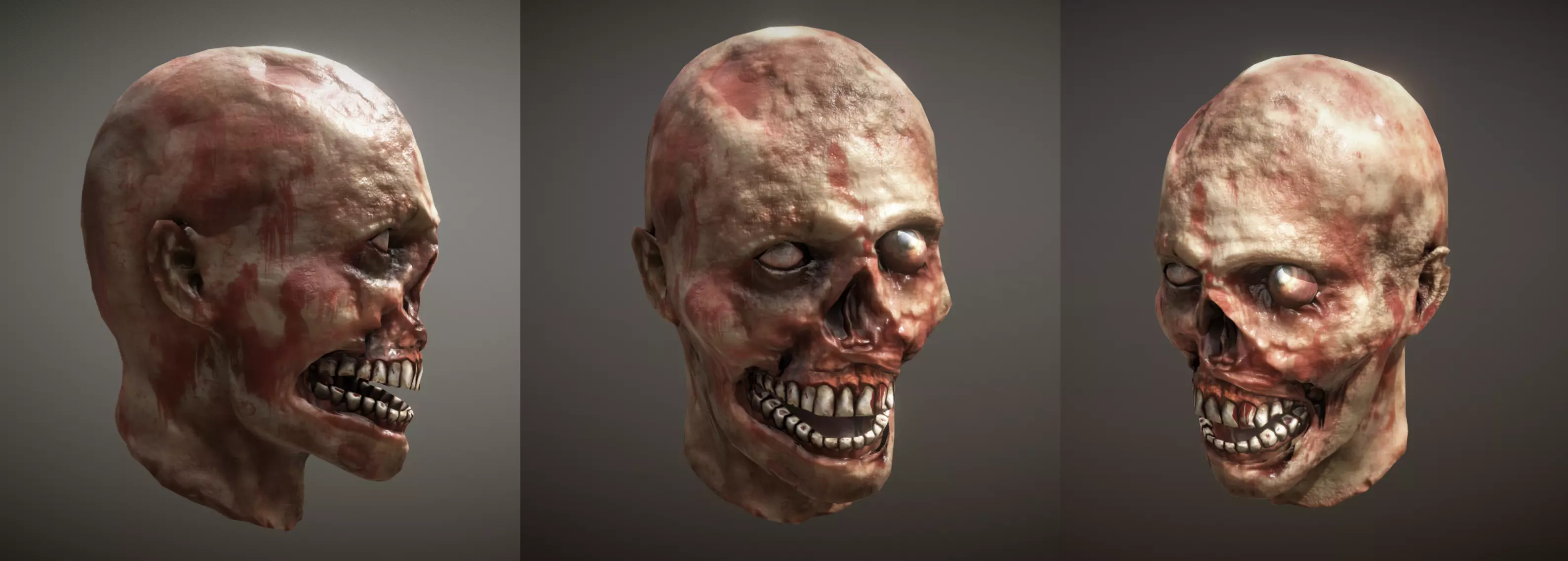 Lowpoly Zombie Head 3D model Low-poly 3D model
