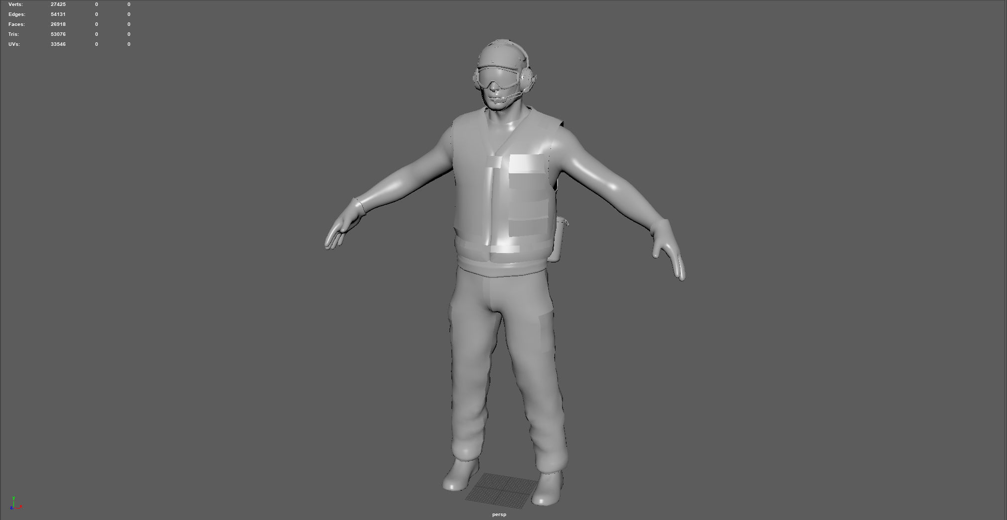 US NAVY Flight Deck Crew Blue Low-poly 3D model_3