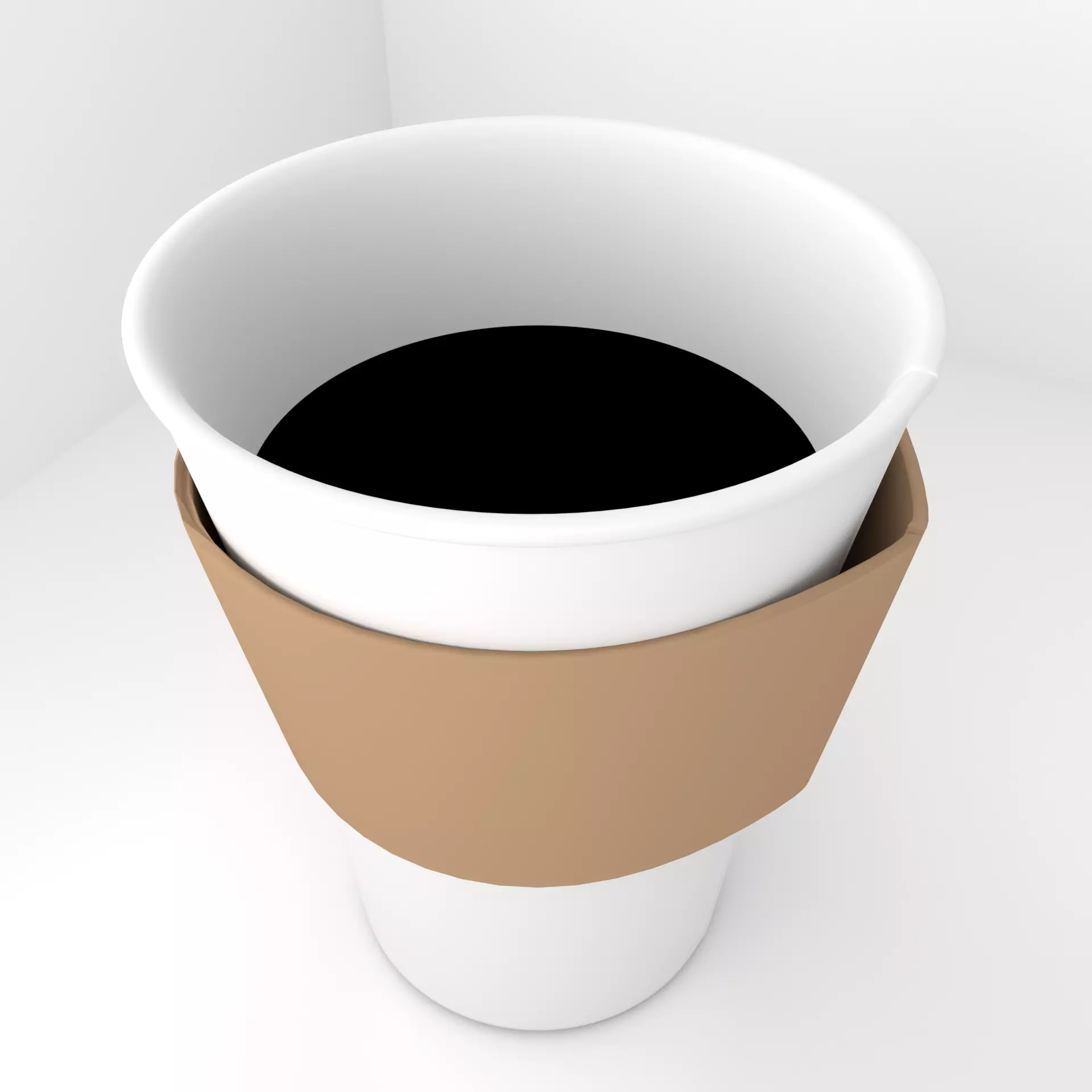 Large Paper Cup with Java Jacket and Coffee 3D model_0