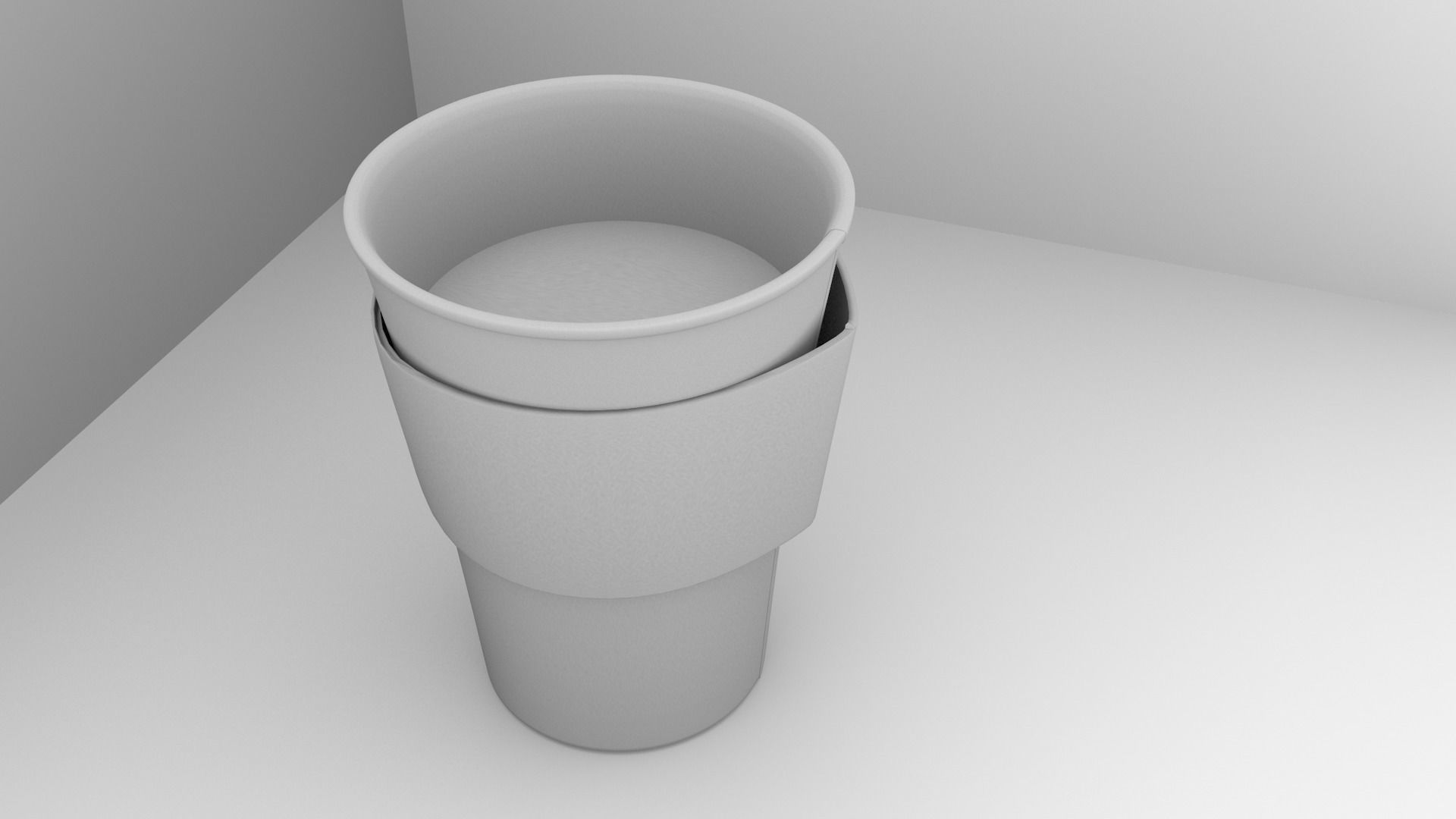 Large Paper Cup with Java Jacket and Coffee 3D model_6