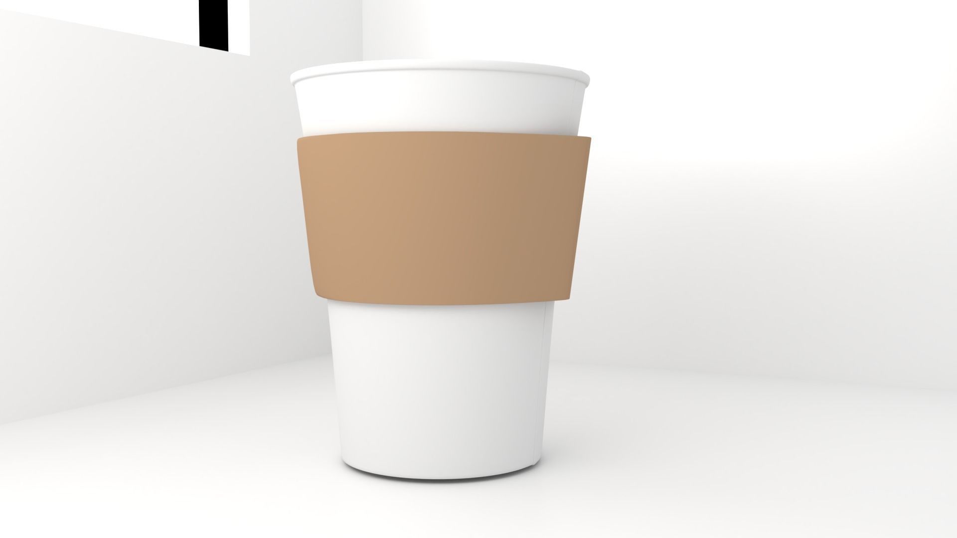 Large Paper Cup with Java Jacket and Coffee 3D model_2