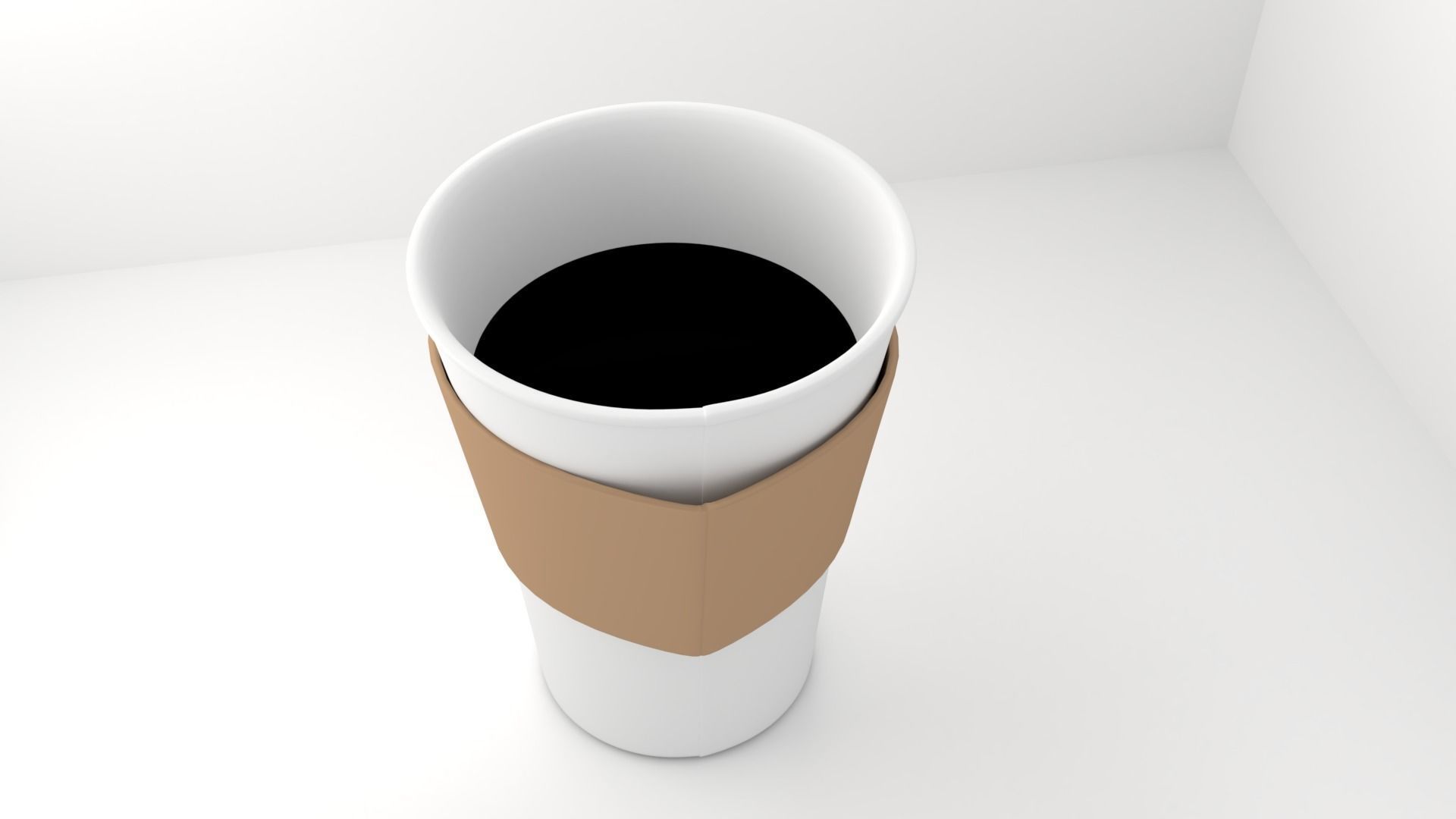 Large Paper Cup with Java Jacket and Coffee 3D model_3