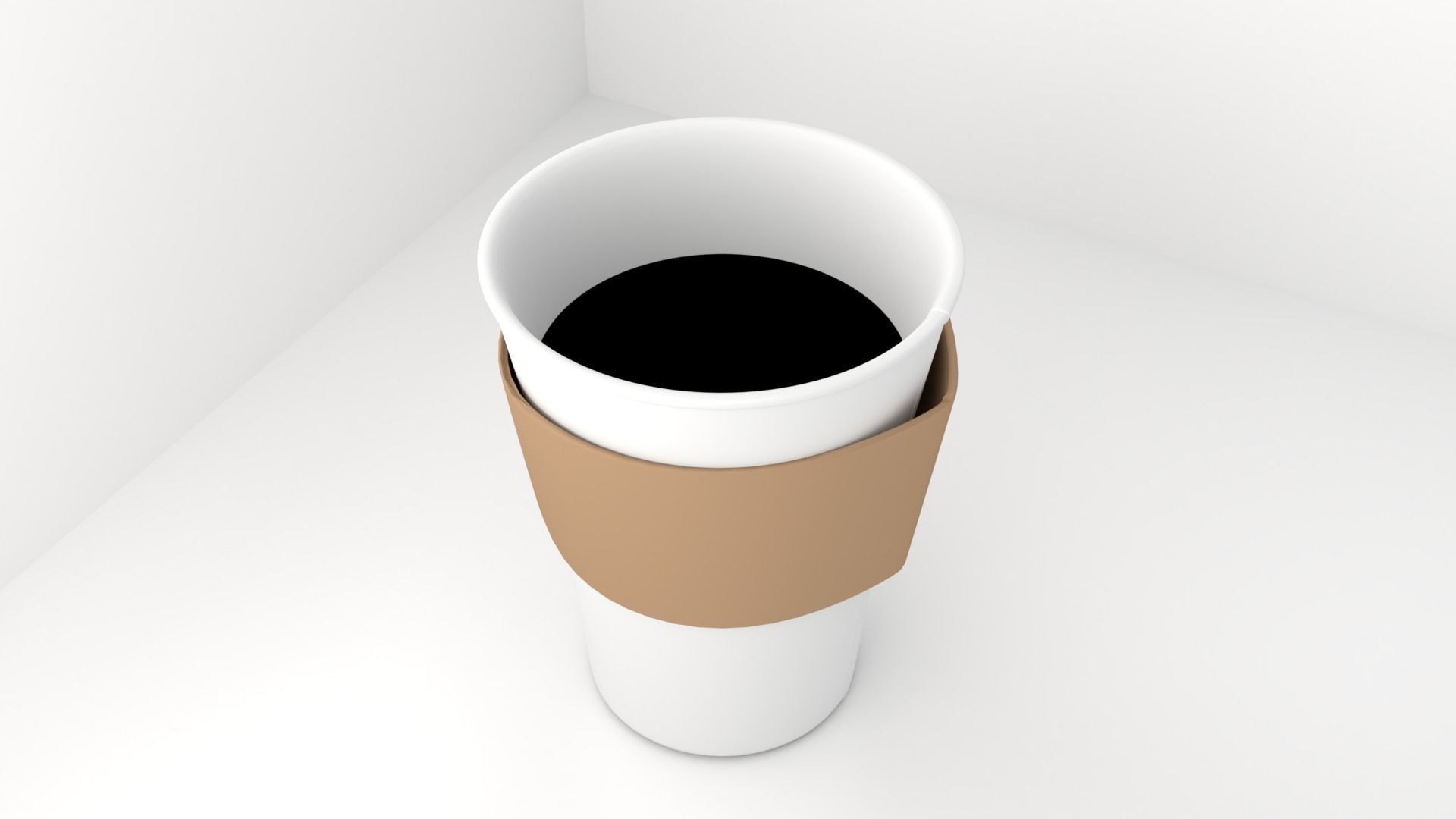 Large Paper Cup with Java Jacket and Coffee 3D model_1