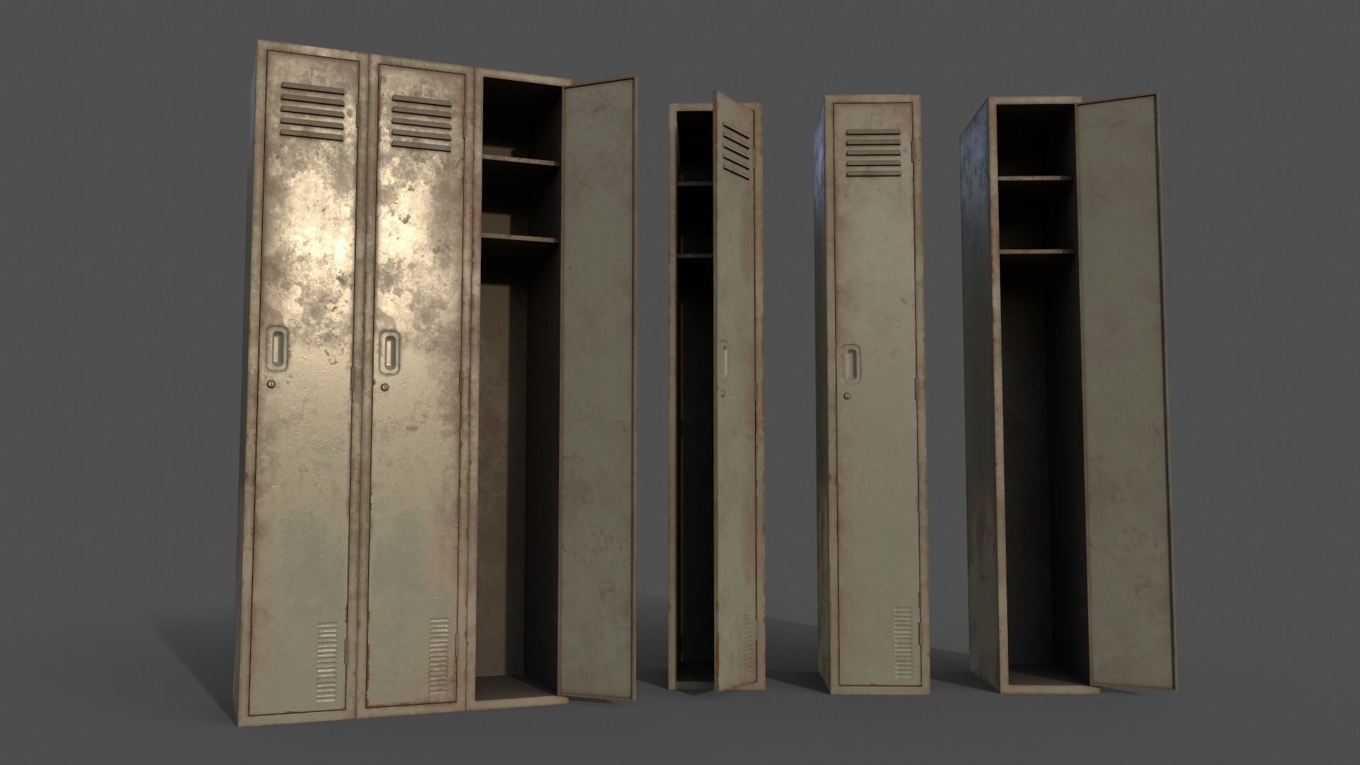 PBR School Gym Locker 03 - Multi color Pack 3D Model Collection_33