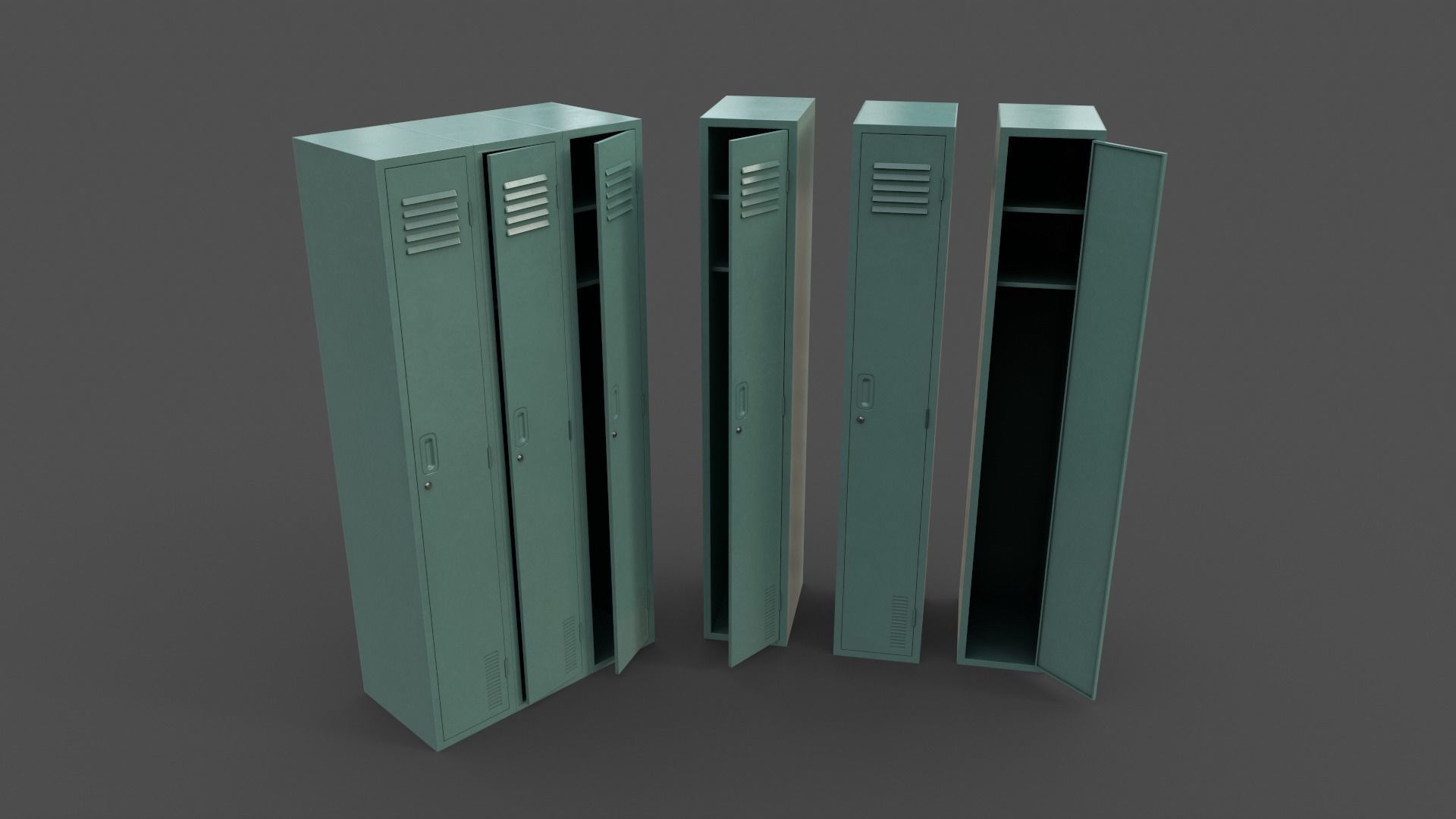 PBR School Gym Locker 03 - Multi color Pack 3D Model Collection_9