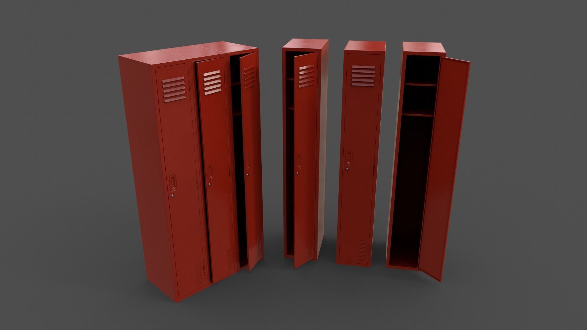 PBR School Gym Locker 03 - Multi color Pack 3D Model Collection_6