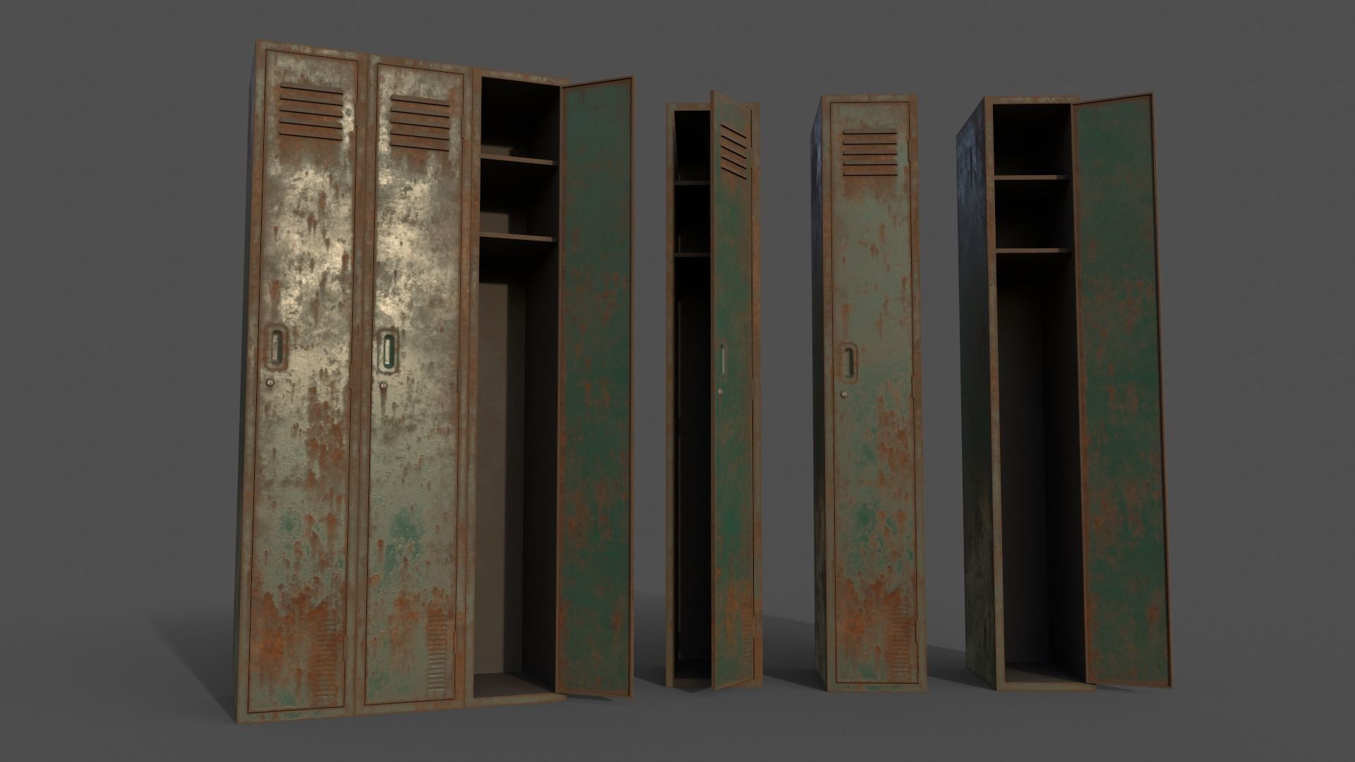 PBR School Gym Locker 03 - Multi color Pack 3D Model Collection_28
