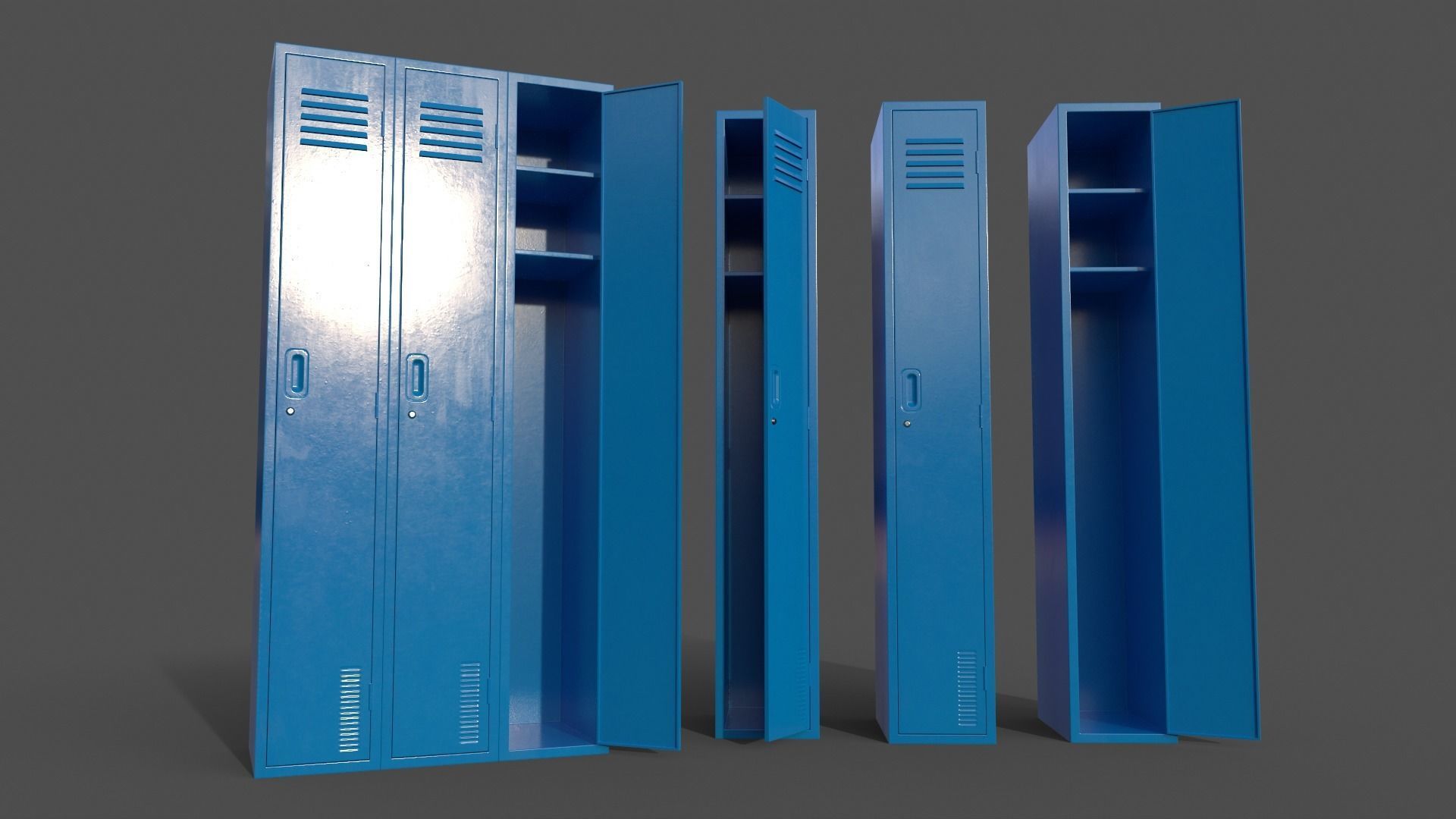 PBR School Gym Locker 03 - Multi color Pack 3D Model Collection_38