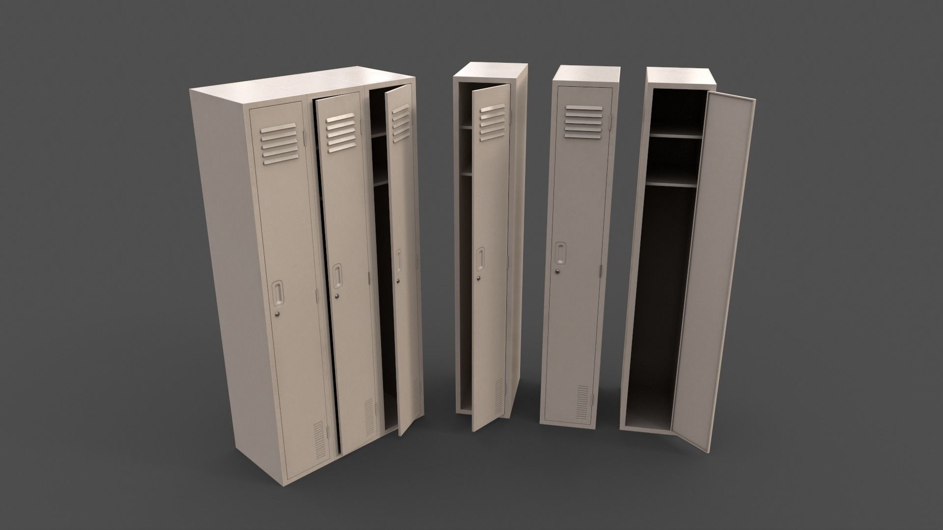 PBR School Gym Locker 03 - Multi color Pack 3D Model Collection_5