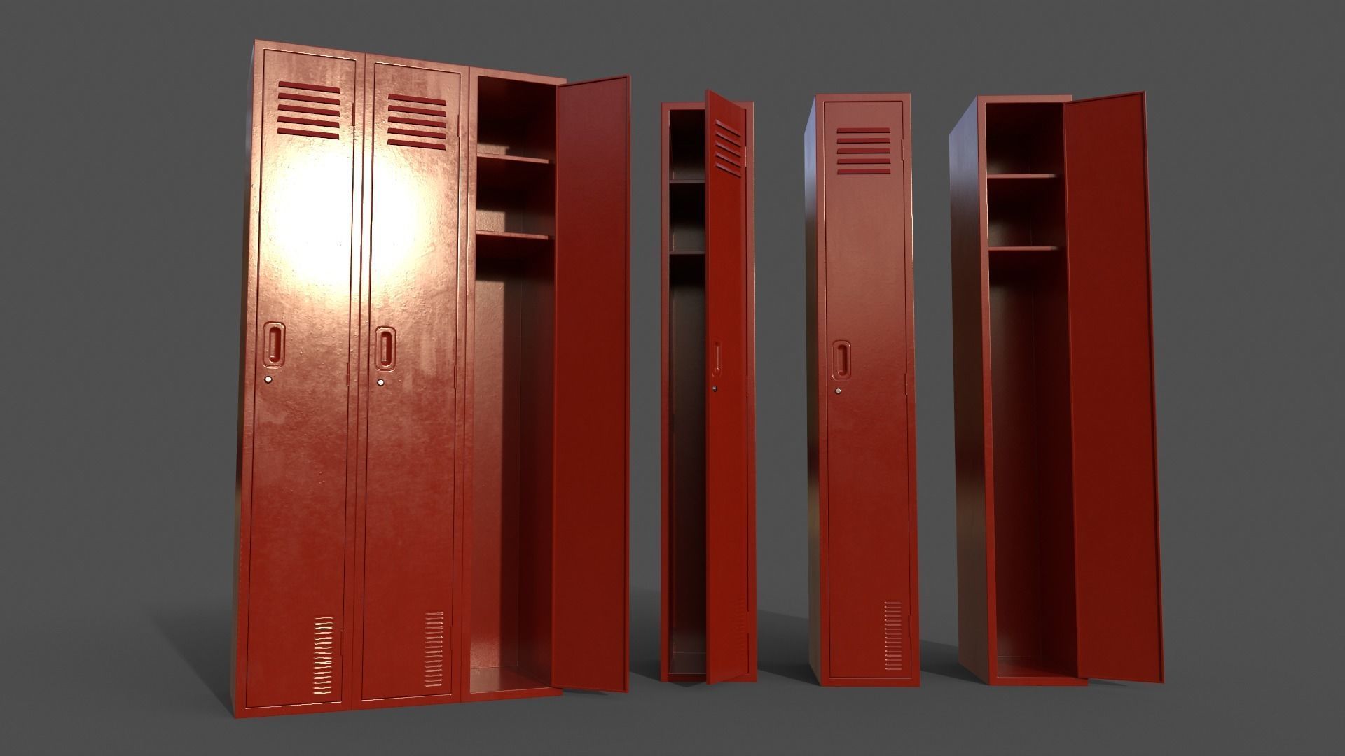 PBR School Gym Locker 03 - Multi color Pack 3D Model Collection_41