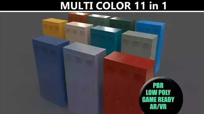 PBR School Gym Locker 03 - Multi color Pack 3D Model Collection