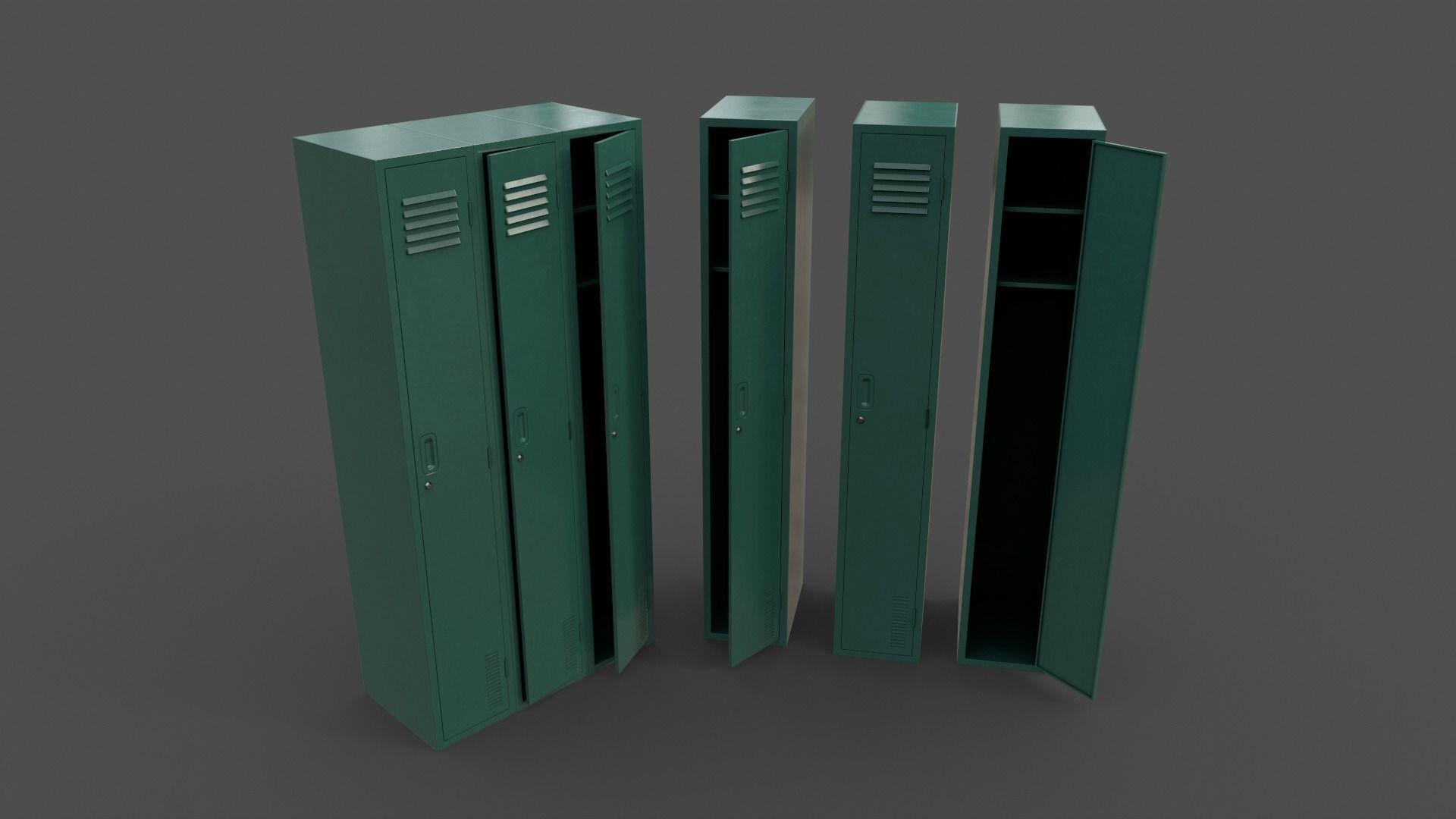 PBR School Gym Locker 03 - Multi color Pack 3D Model Collection_1