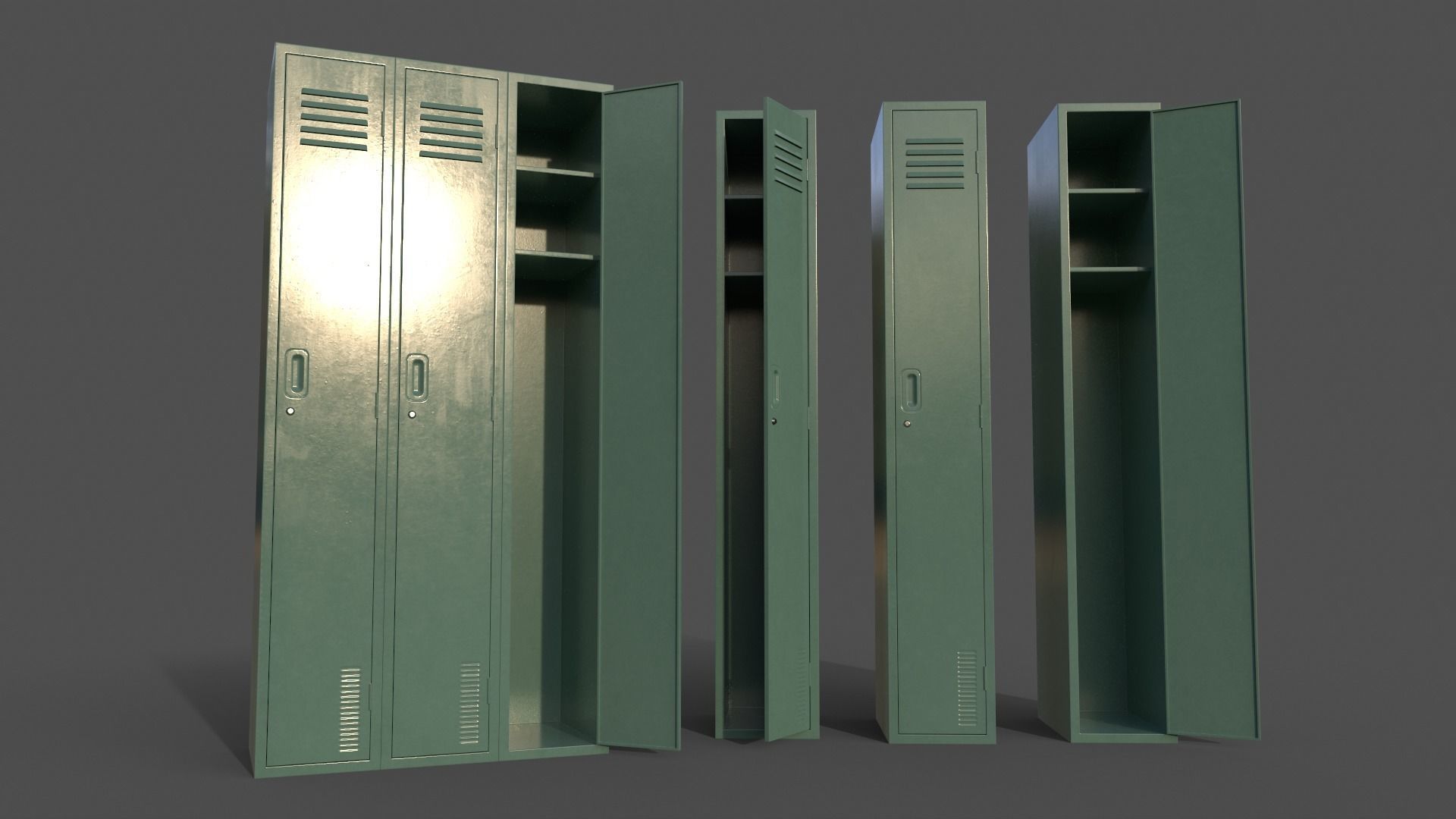 PBR School Gym Locker 03 - Multi color Pack 3D Model Collection_35