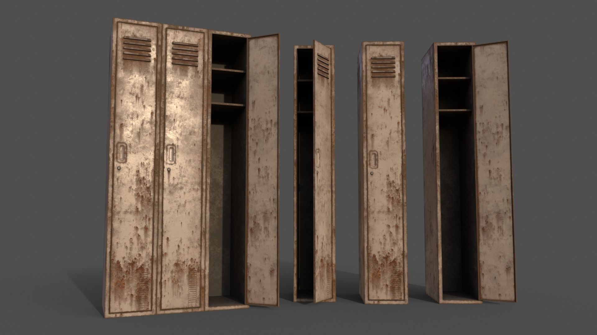 PBR School Gym Locker 03 - Multi color Pack 3D Model Collection_49