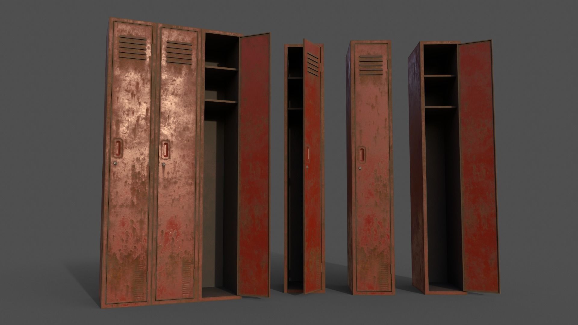 PBR School Gym Locker 03 - Multi color Pack 3D Model Collection_43