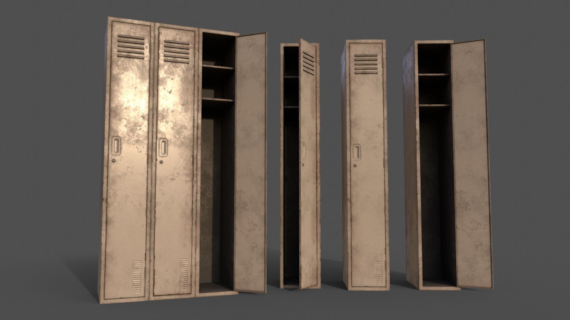 PBR School Gym Locker 03 - Multi color Pack 3D Model Collection_48