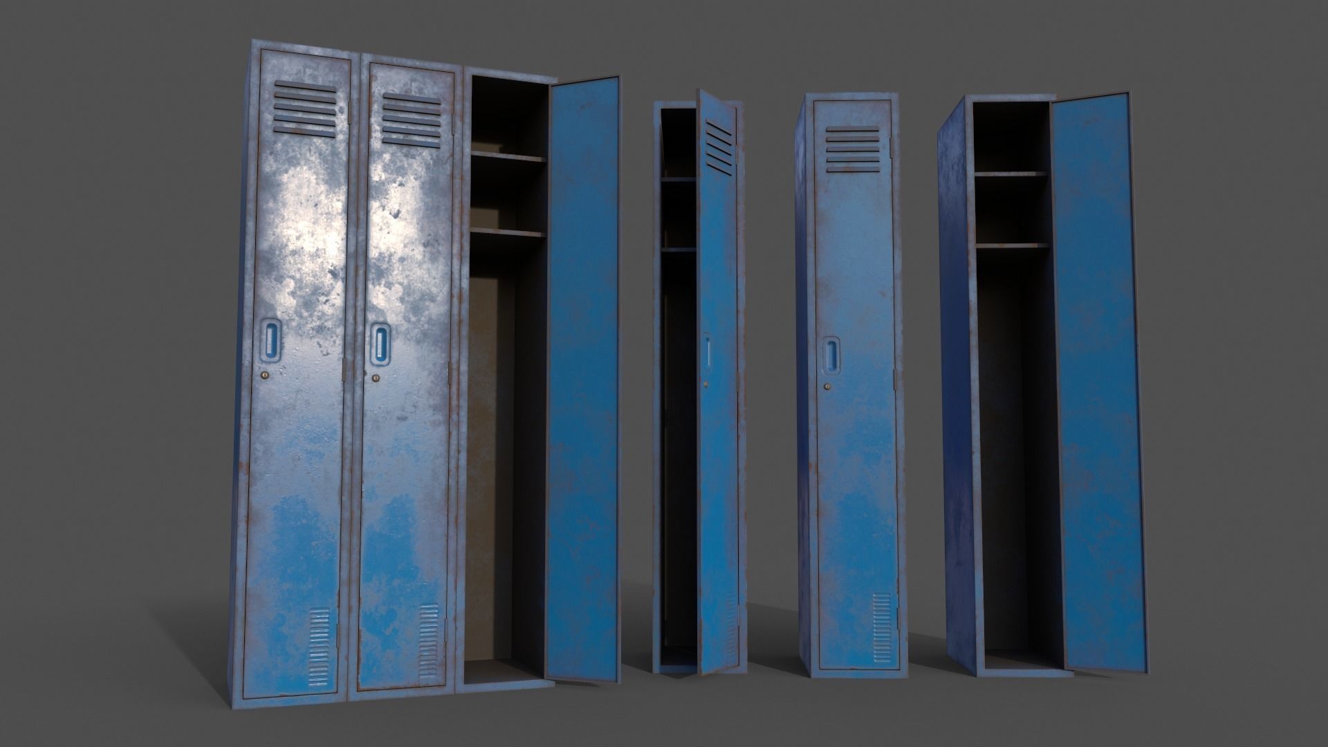PBR School Gym Locker 03 - Multi color Pack 3D Model Collection_39