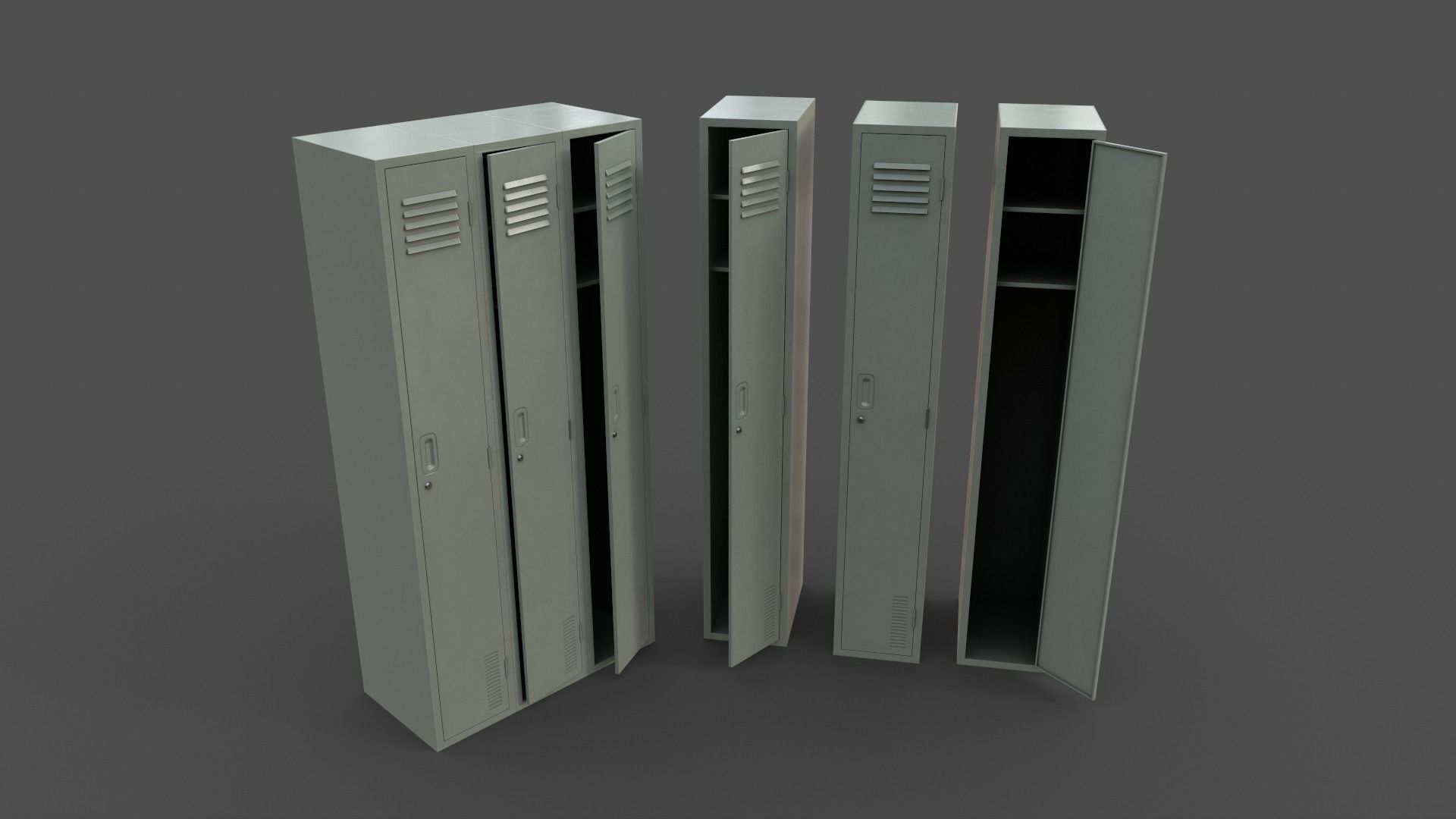 PBR School Gym Locker 03 - Multi color Pack 3D Model Collection_3