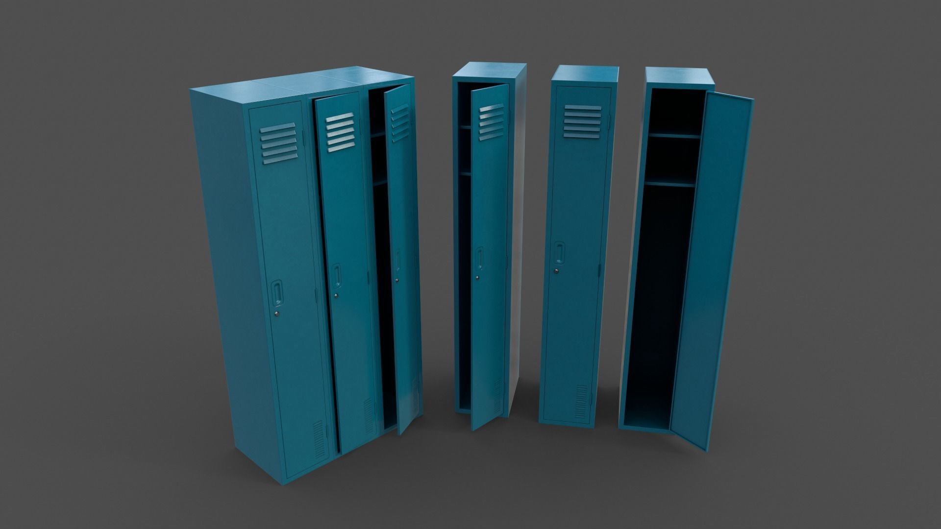 PBR School Gym Locker 03 - Multi color Pack 3D Model Collection_7